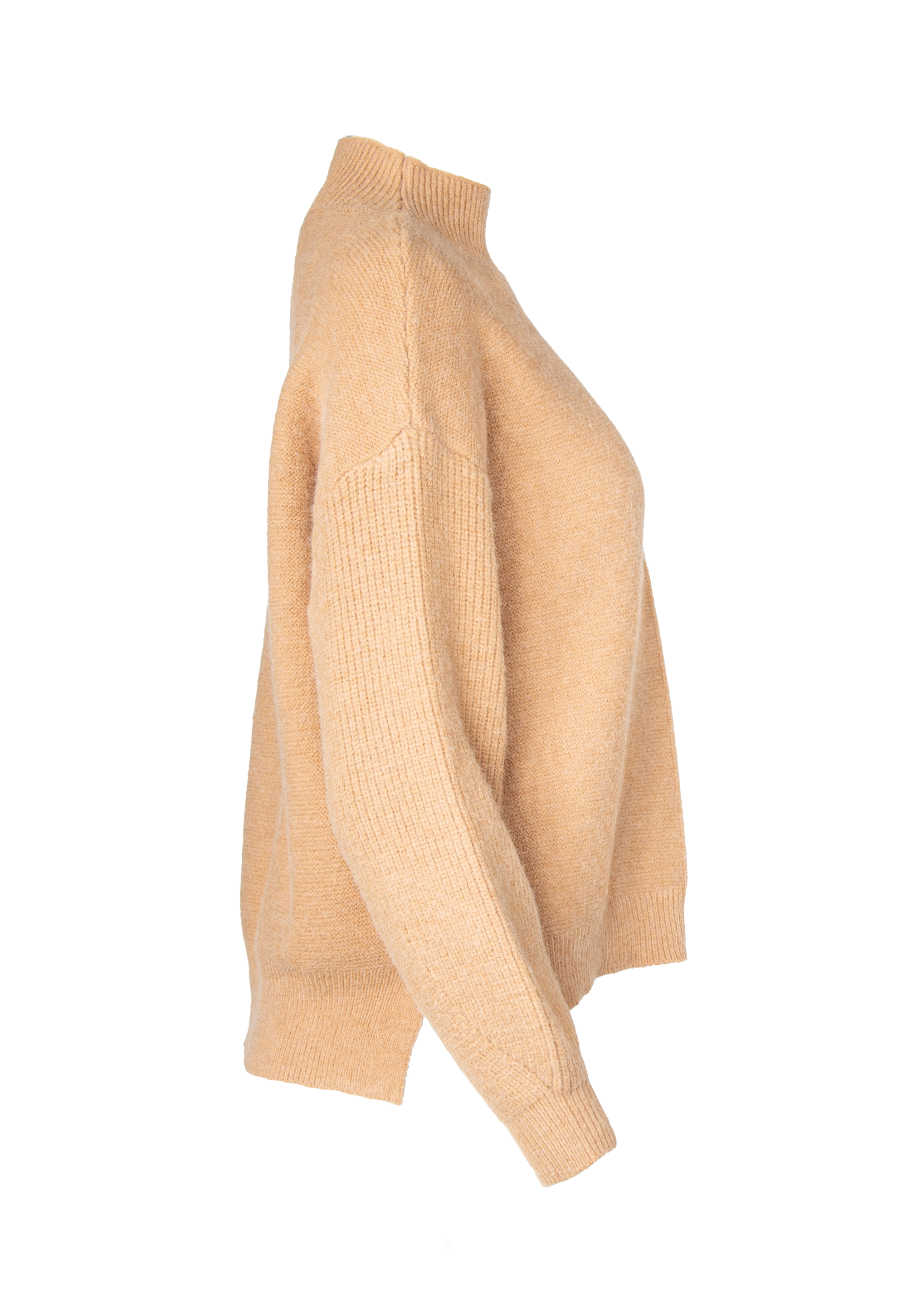 Sweater with a high collar and a wider cut