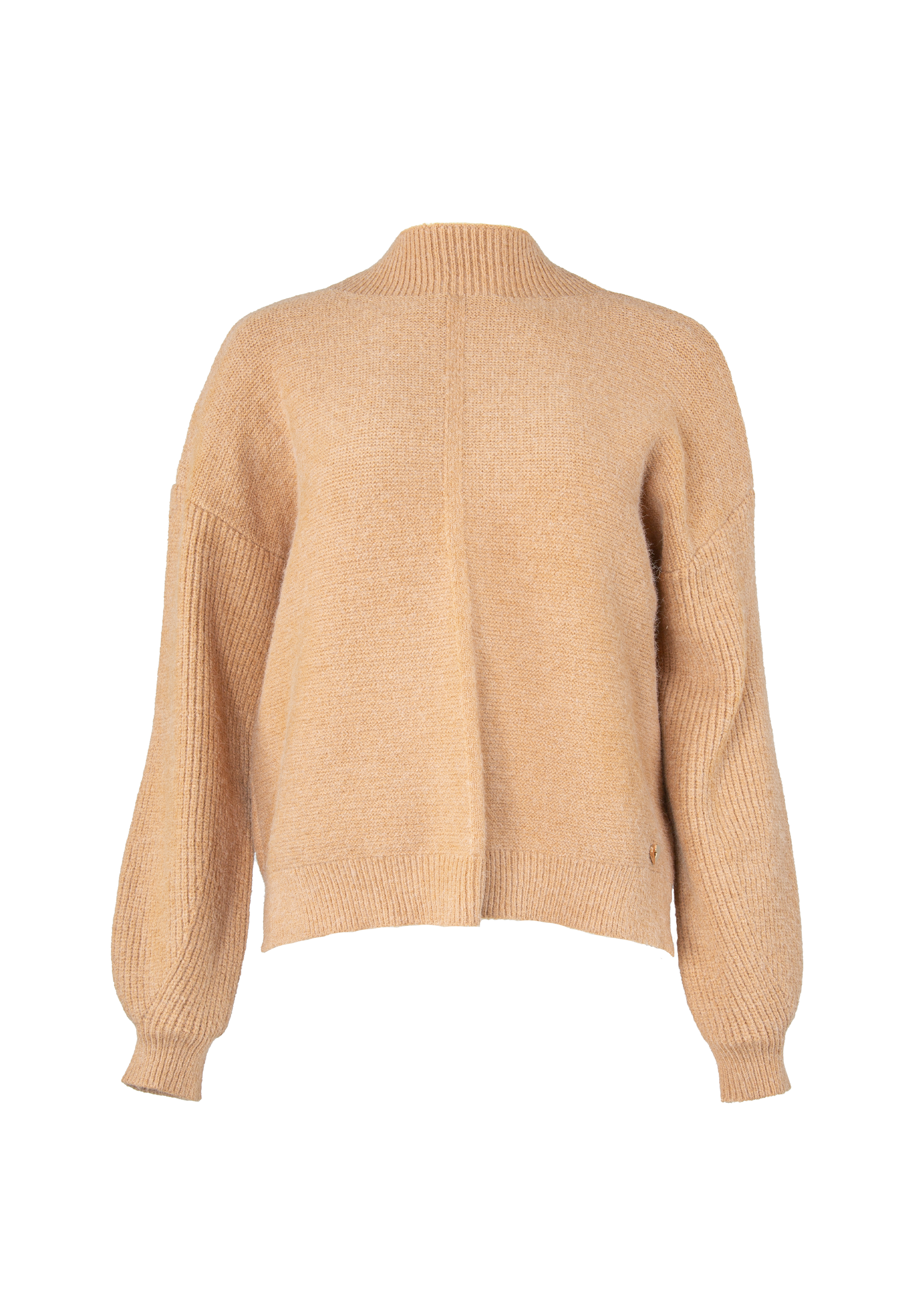 Sweater with a high collar and a wider cut