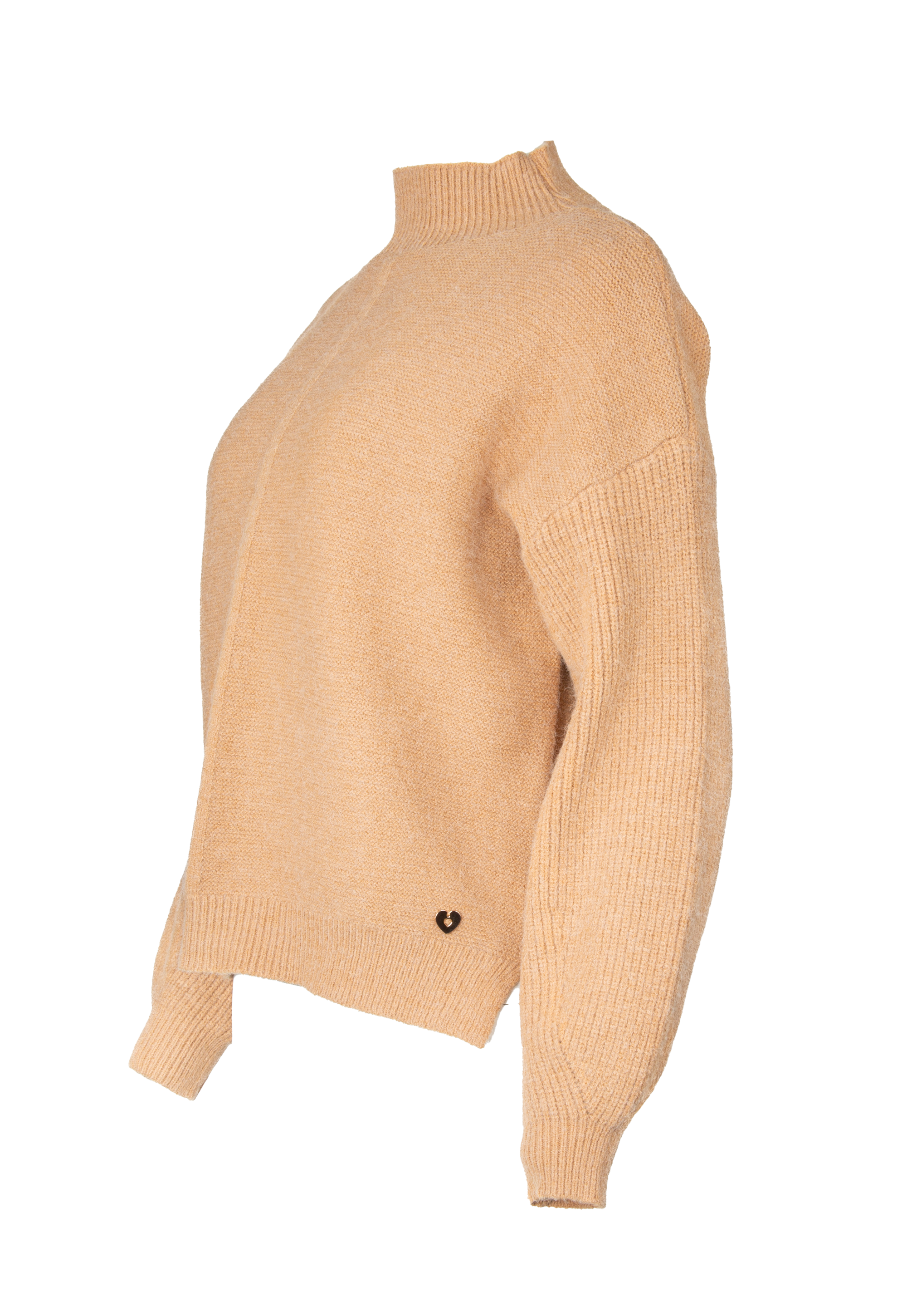 Sweater with a high collar and a wider cut