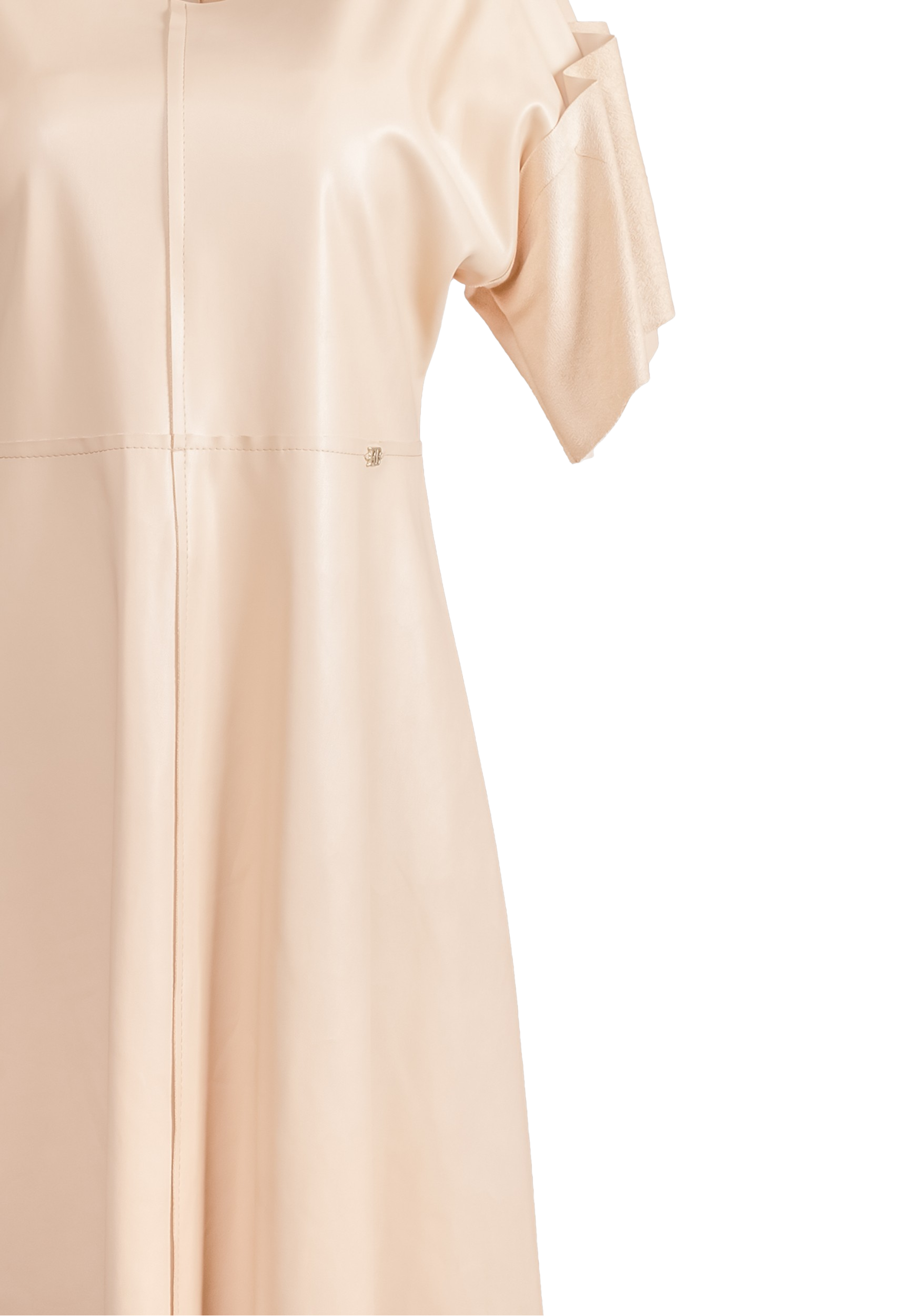 Dress made of imitation leather with short sleeves