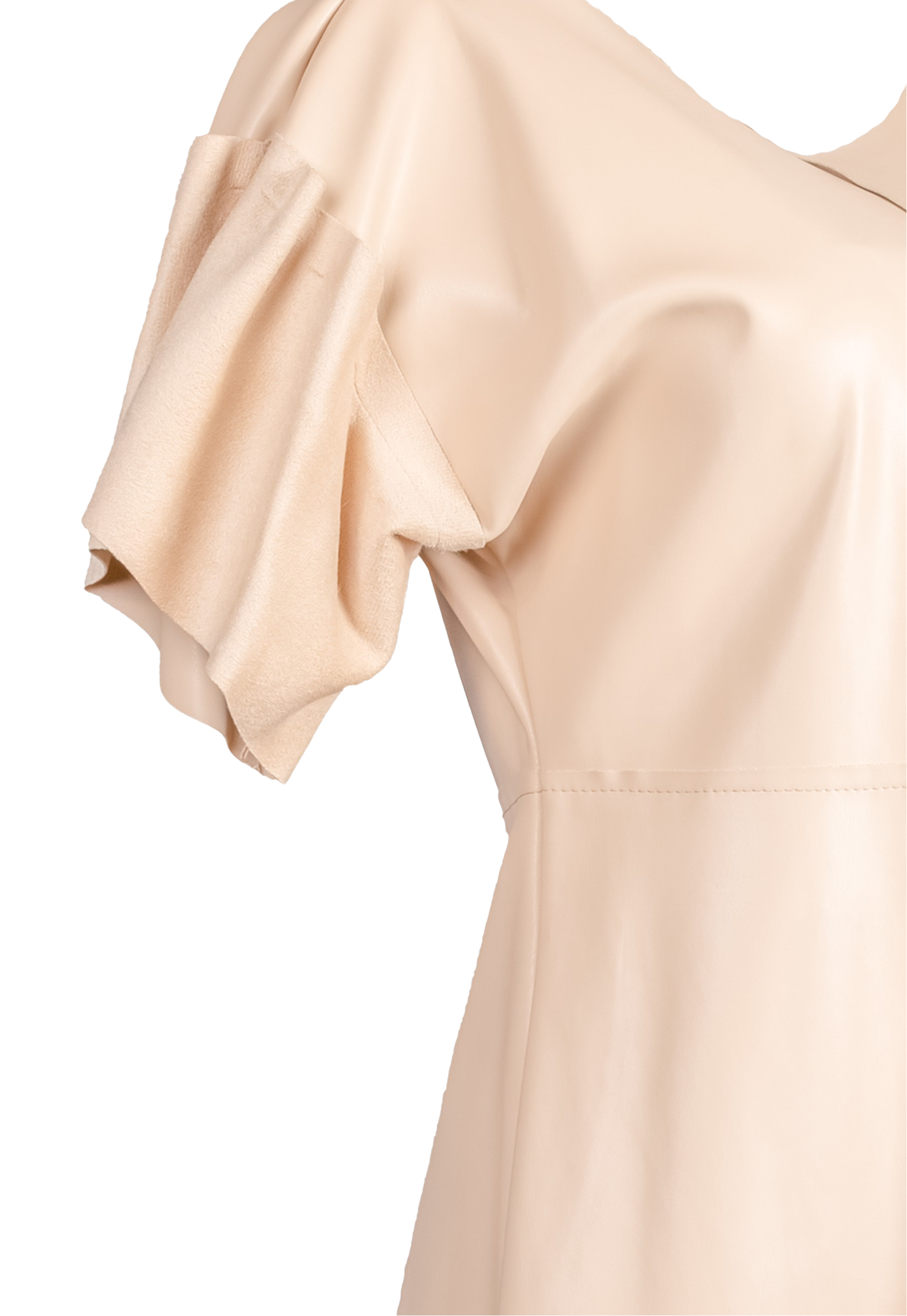 Dress made of imitation leather with short sleeves