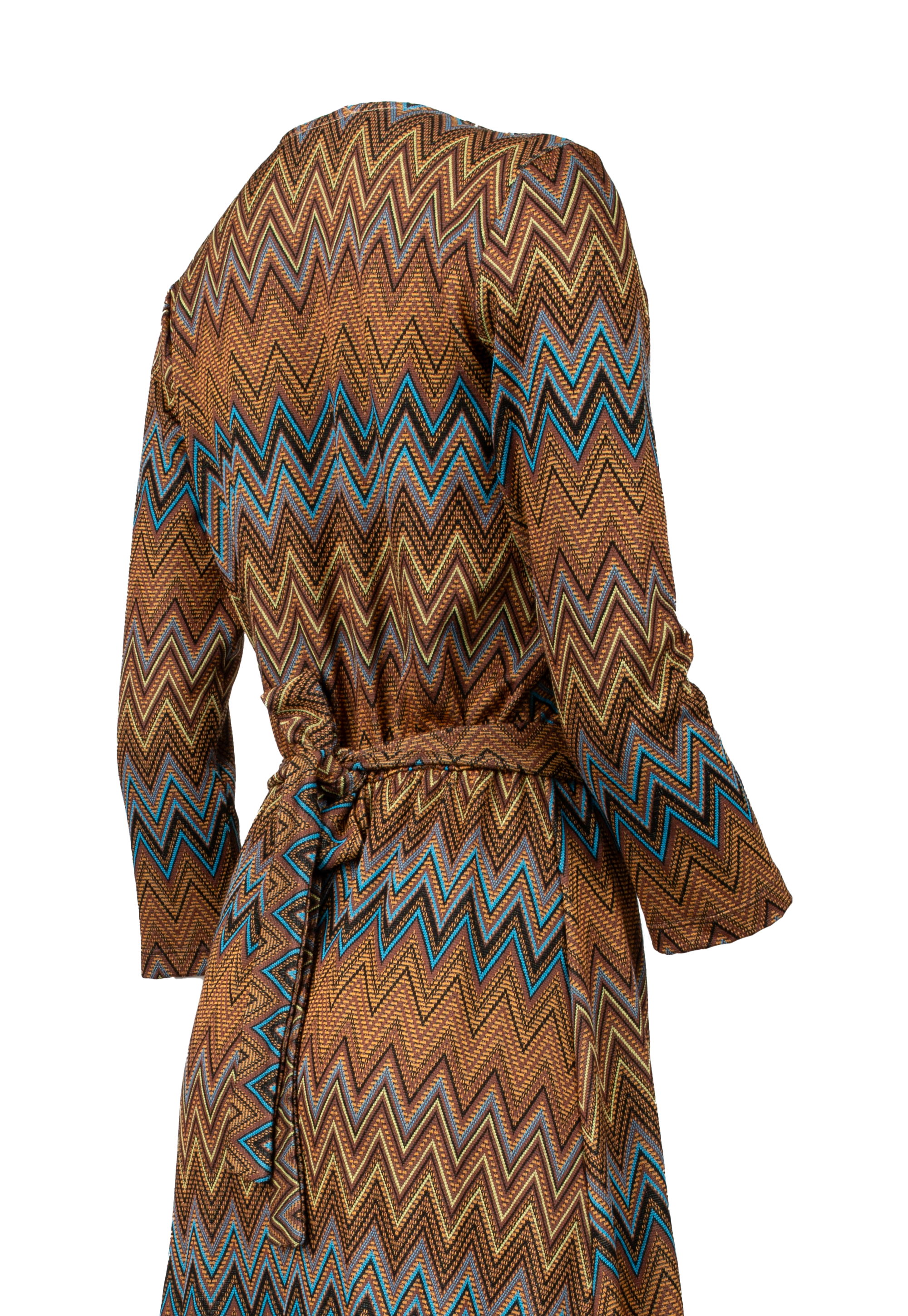 Long dress with 3/4 sleeves and multicolor pattern