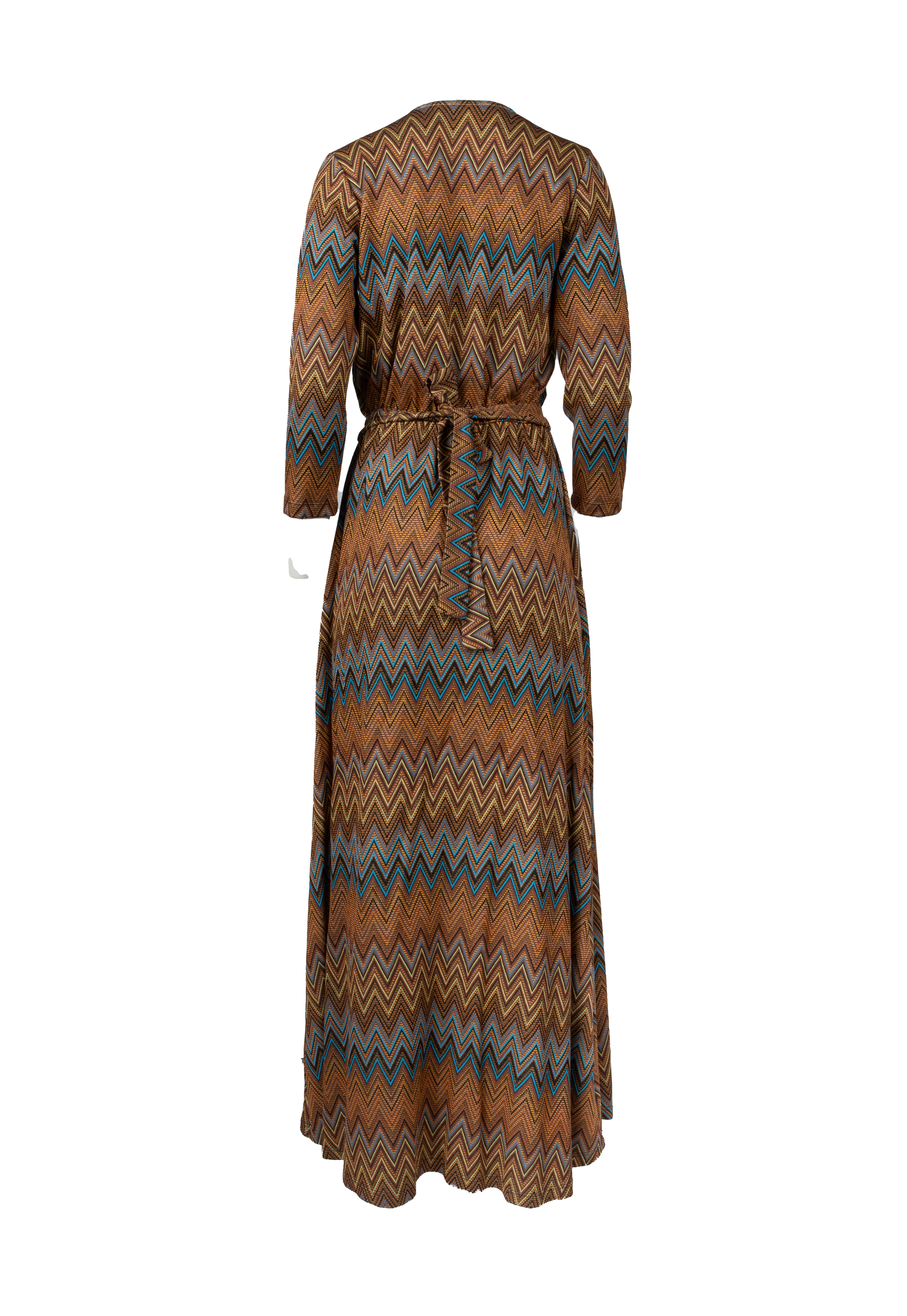 Long dress with 3/4 sleeves and multicolor pattern
