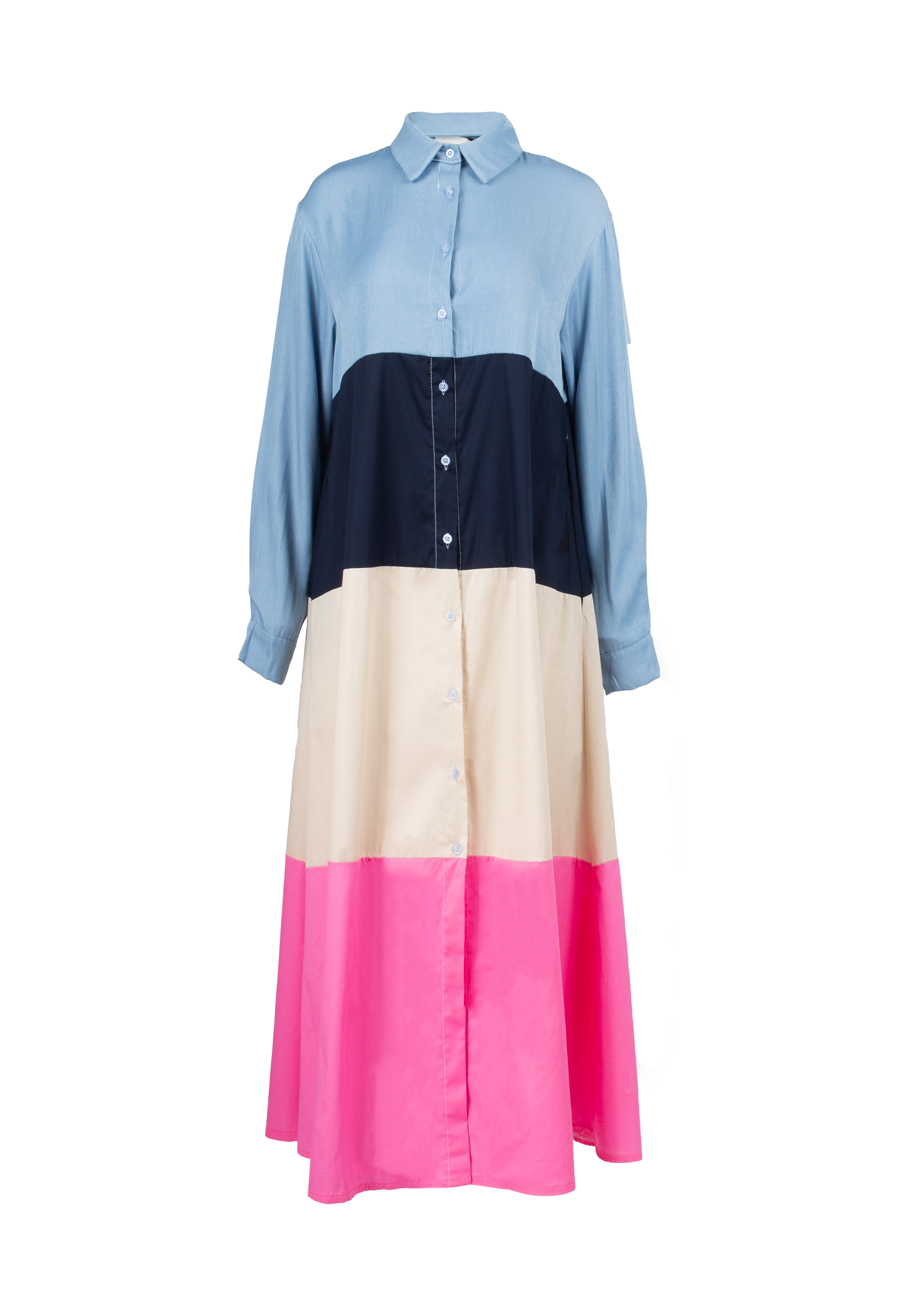 Long Four Cloured Shirt Dress