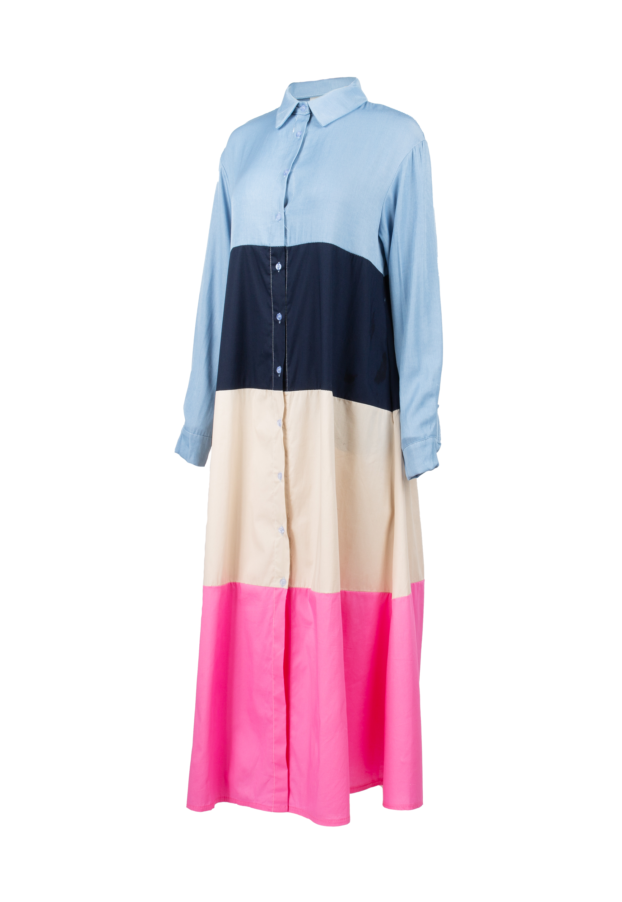 Long Four Cloured Shirt Dress