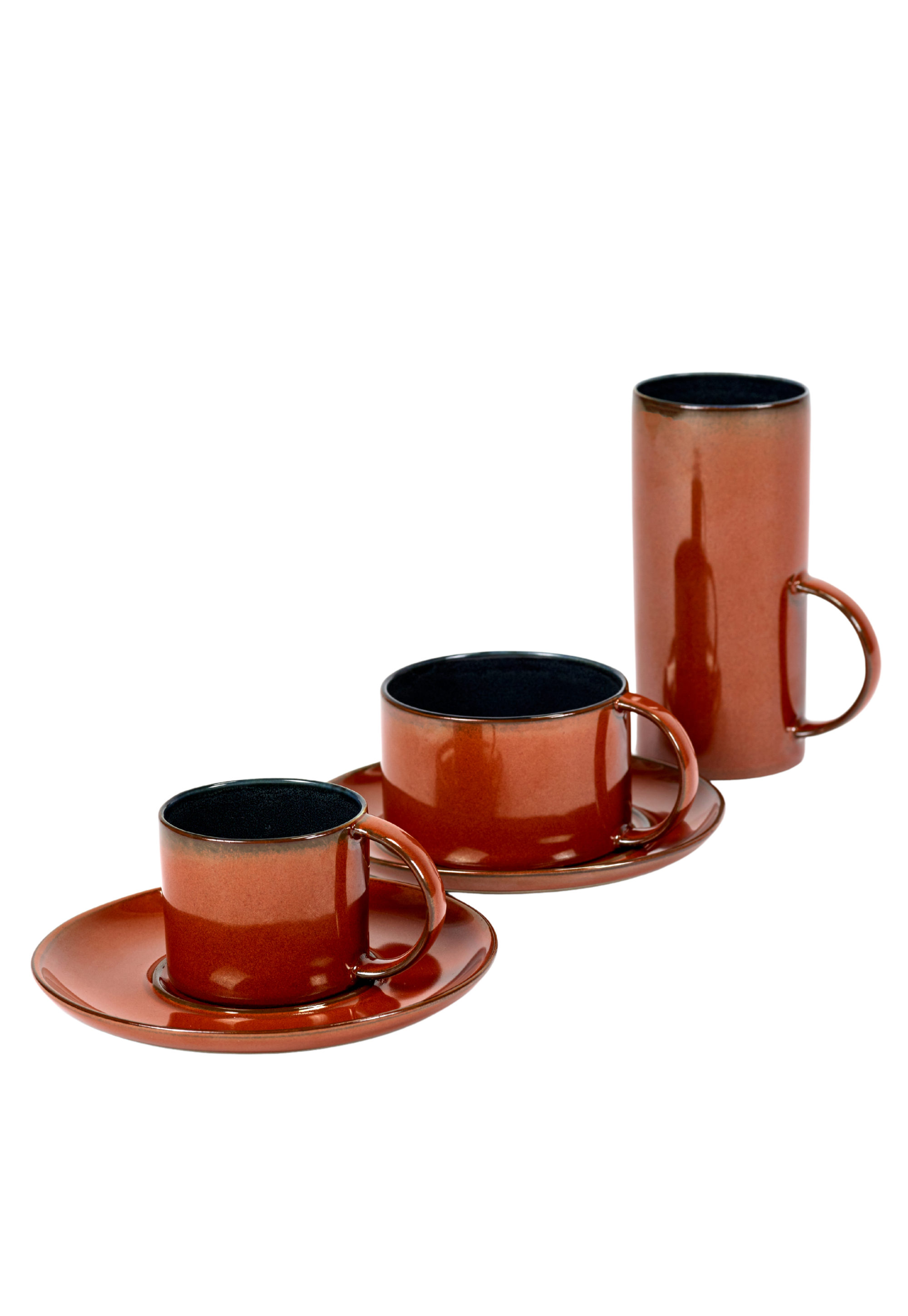 Coffee Cup with Plate Dark Blue / Rust / 16pcs / Anita Le Grelle