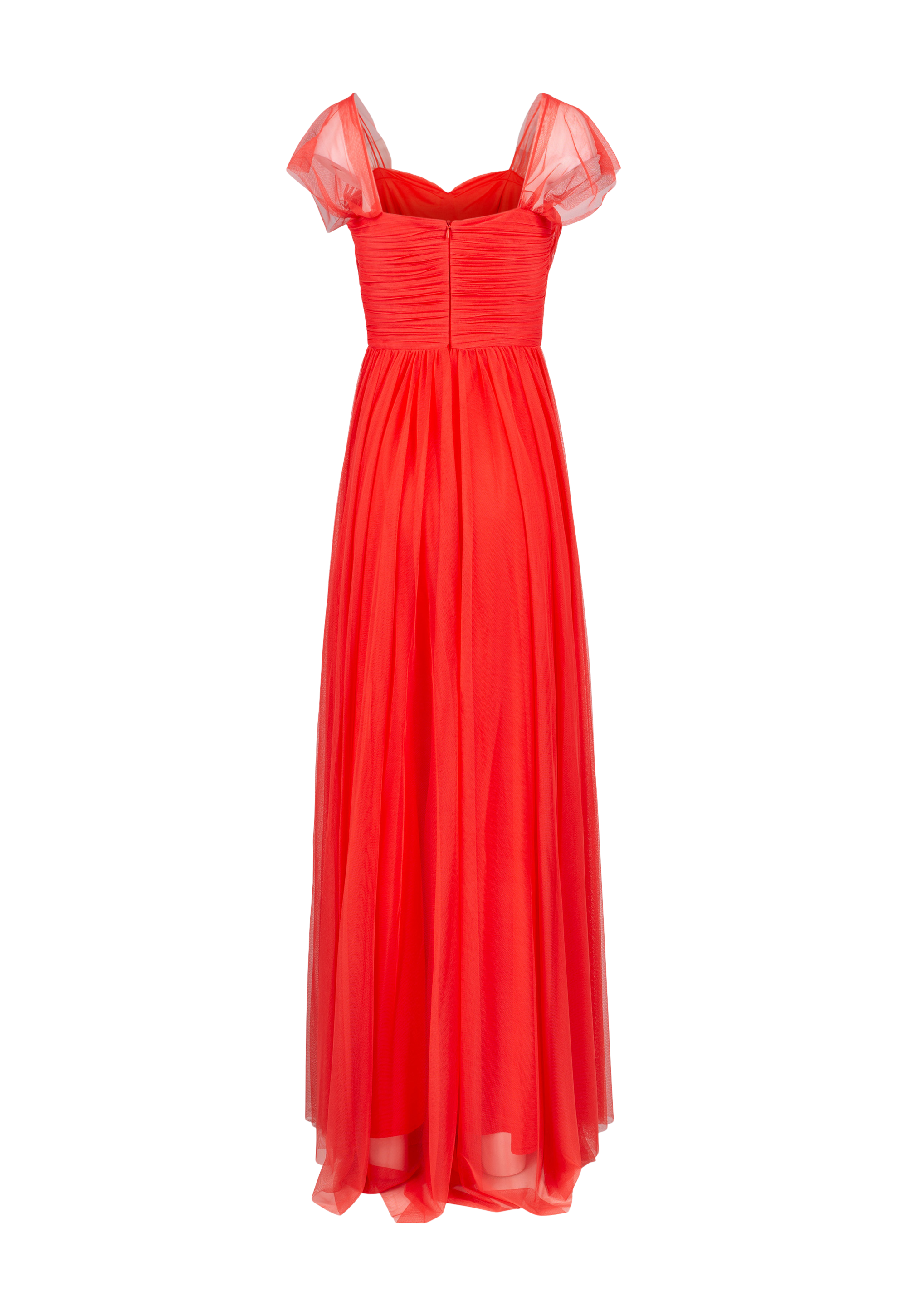 Long coral red dress