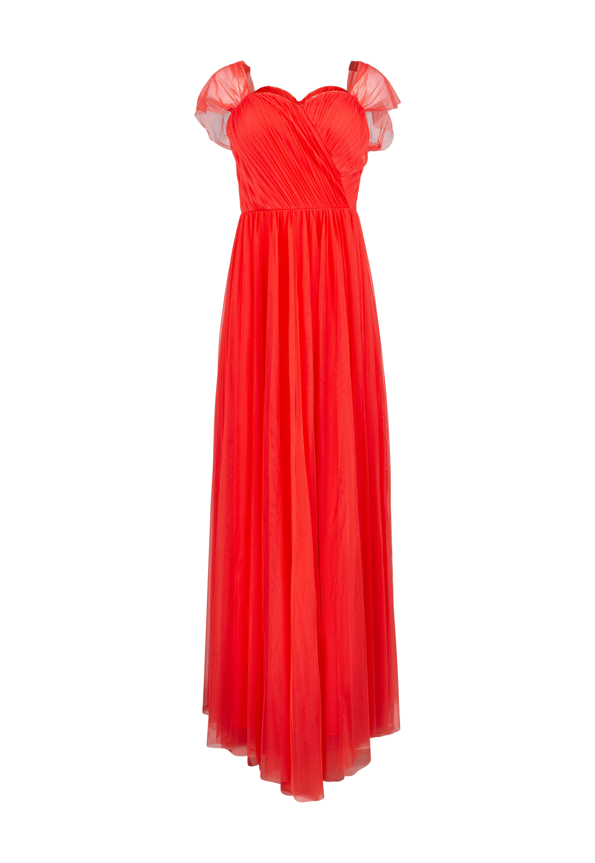 Long coral red dress