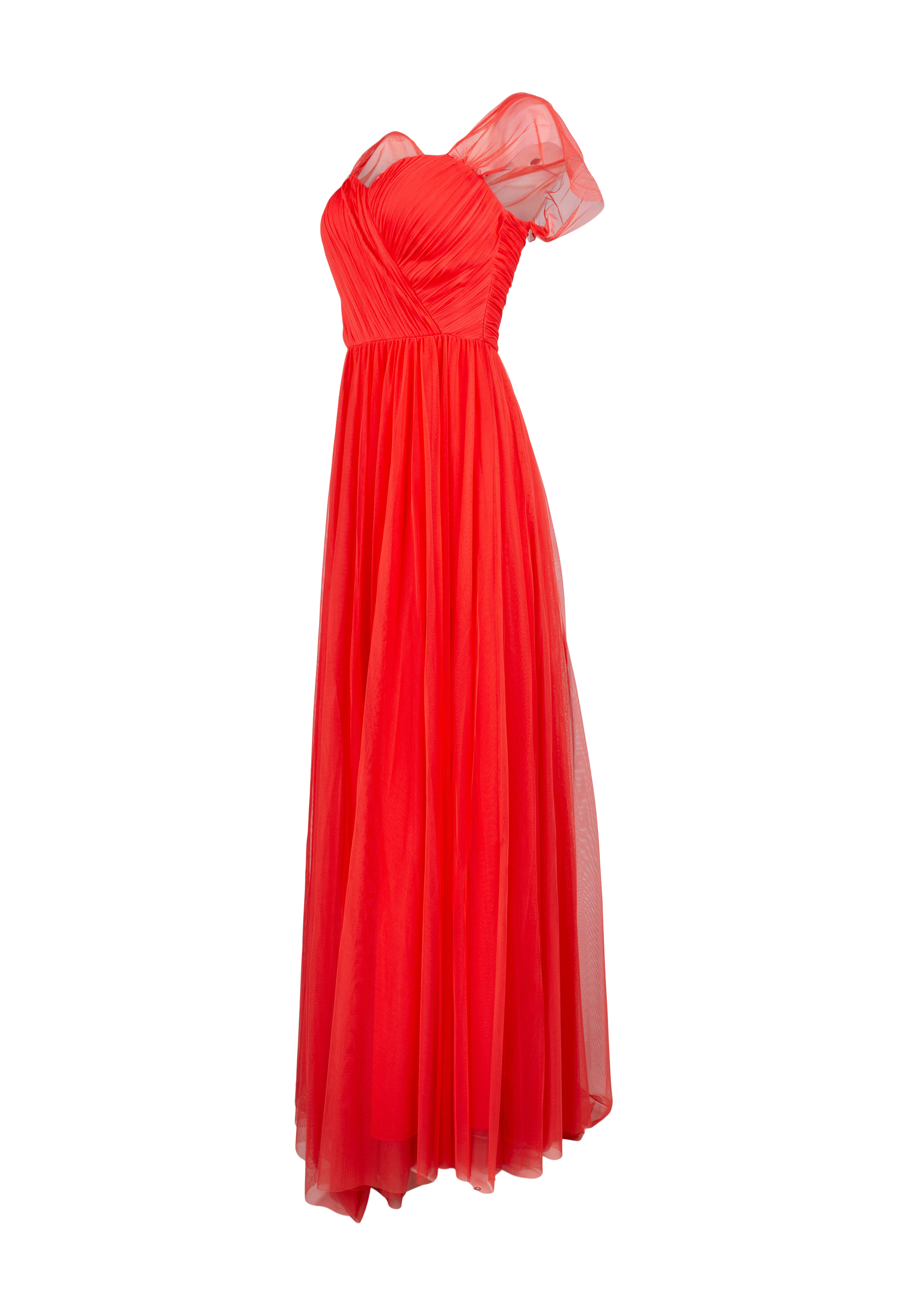 Long coral red dress