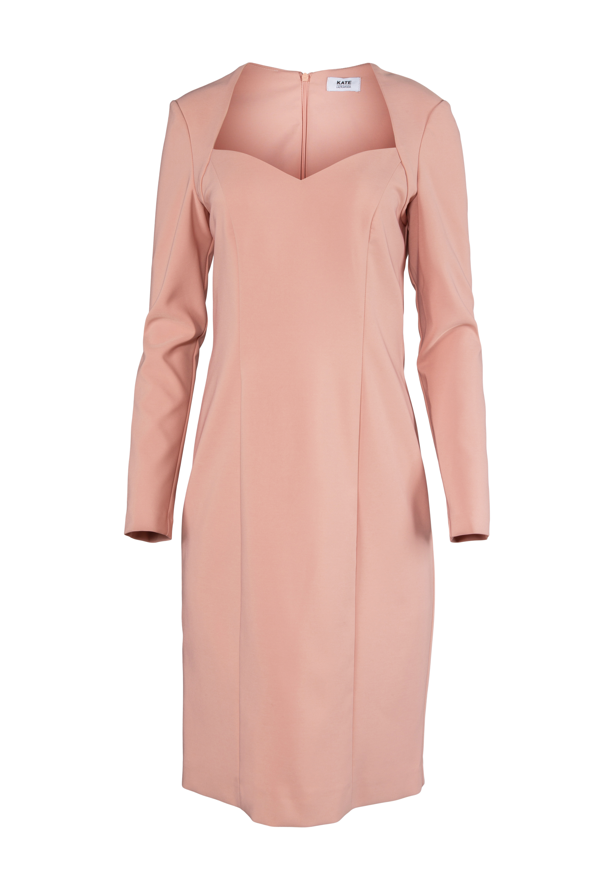 Long-sleeved dress with a sweetheart neckline