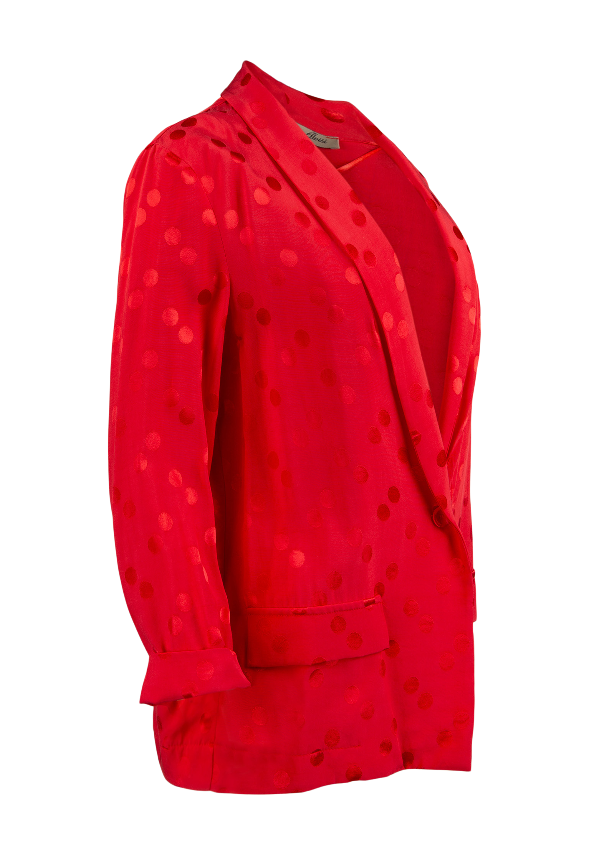 Red suit with shiny red dots