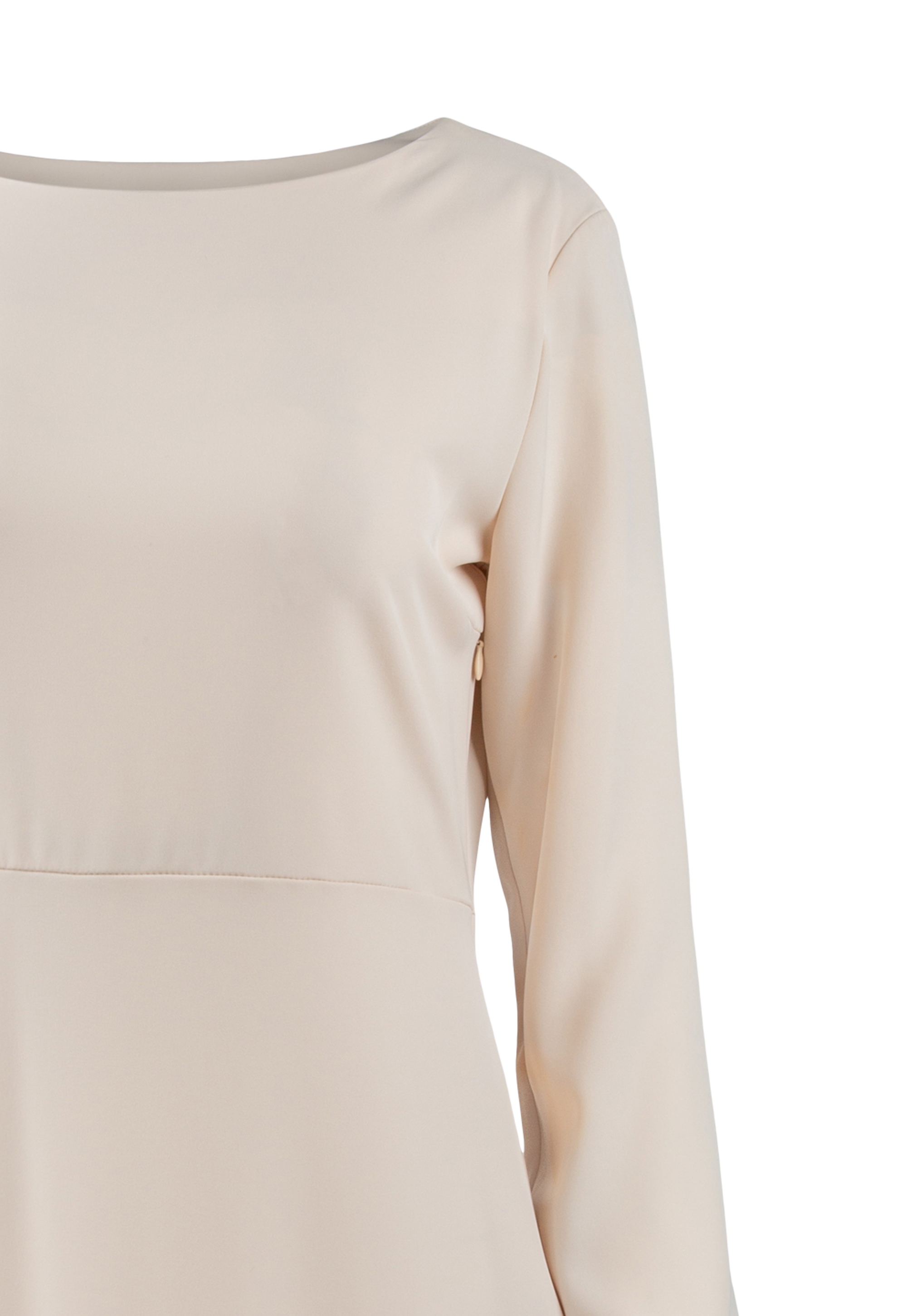 Beige dress with long sleeves and buttons on the back