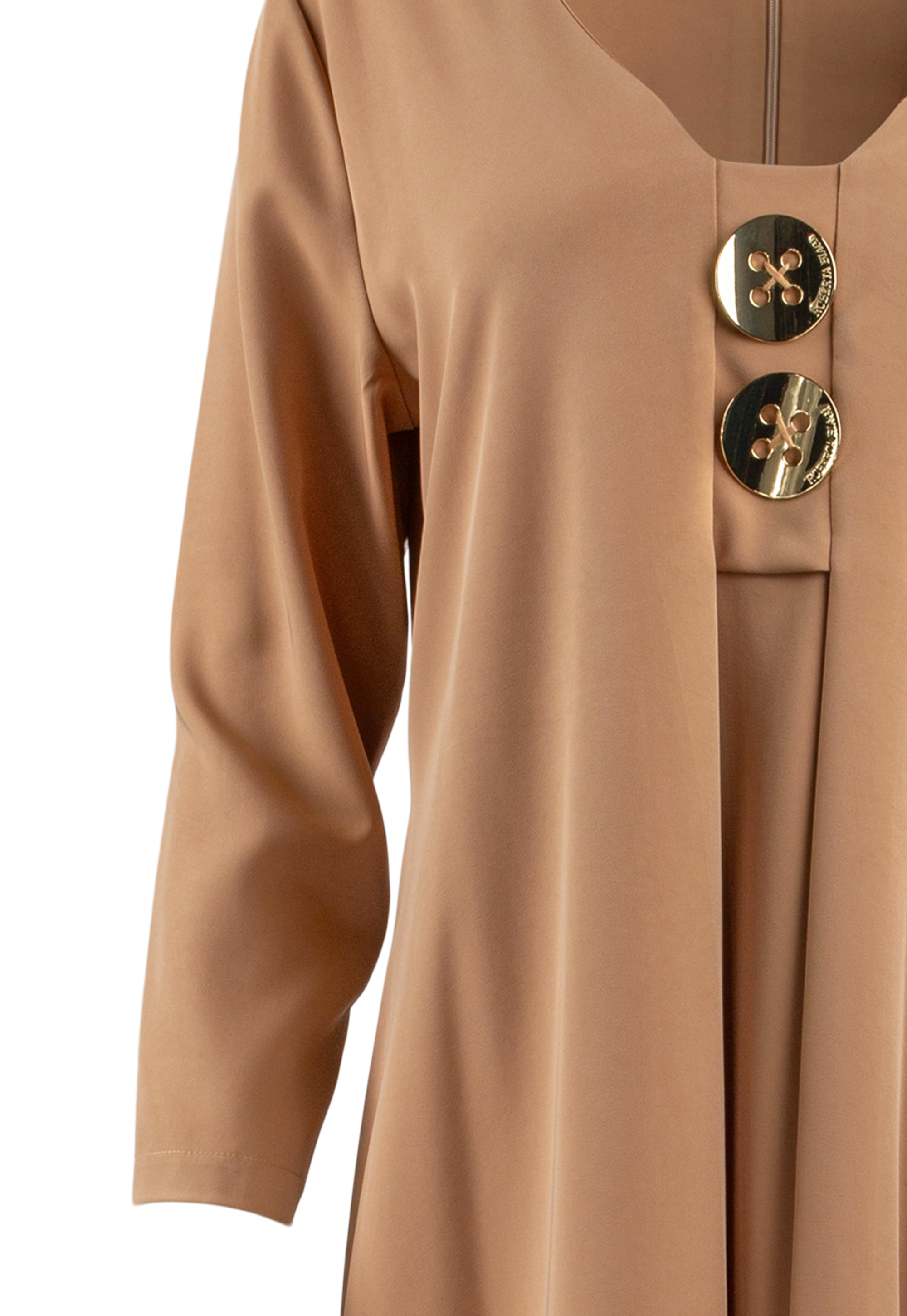 Dress with two golden buttons