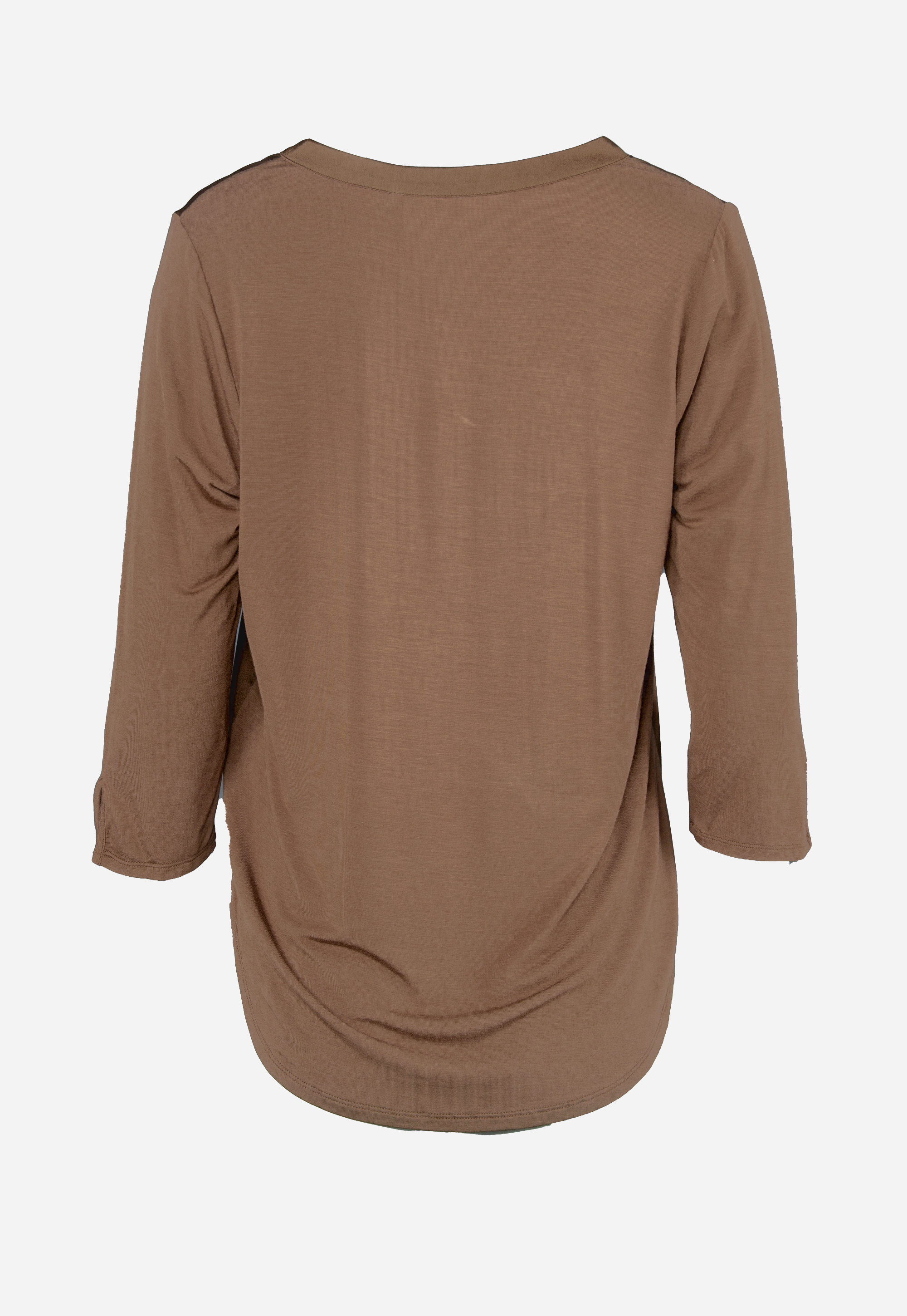 Brown blouse with 3/4 sleeves and V-neck