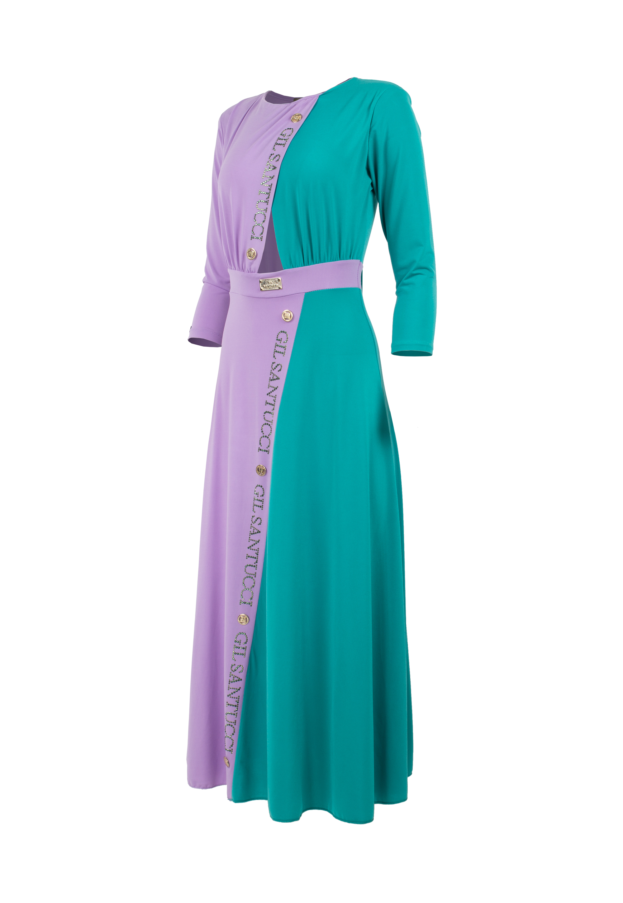 Midi dress, purple and turquoise, one size fits all