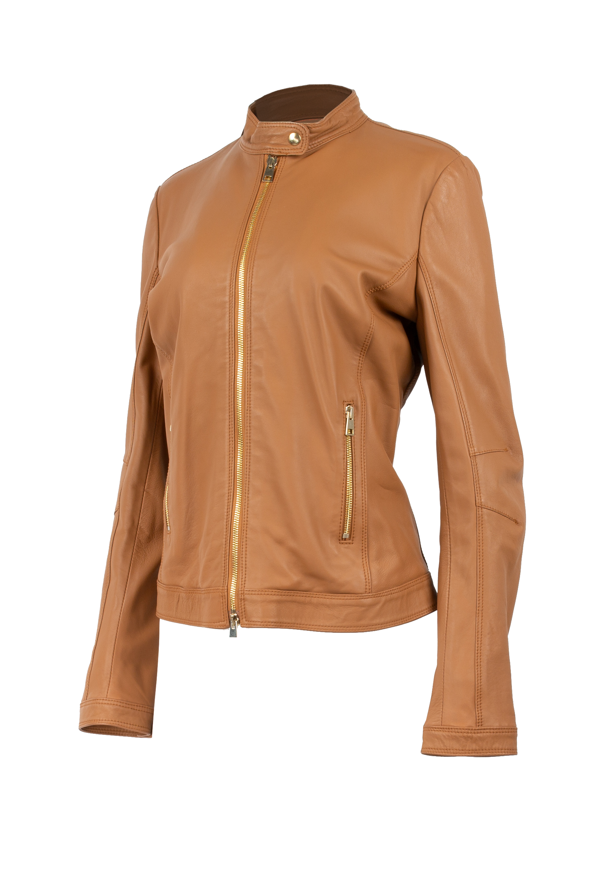 Patent leather jacket, clay brown