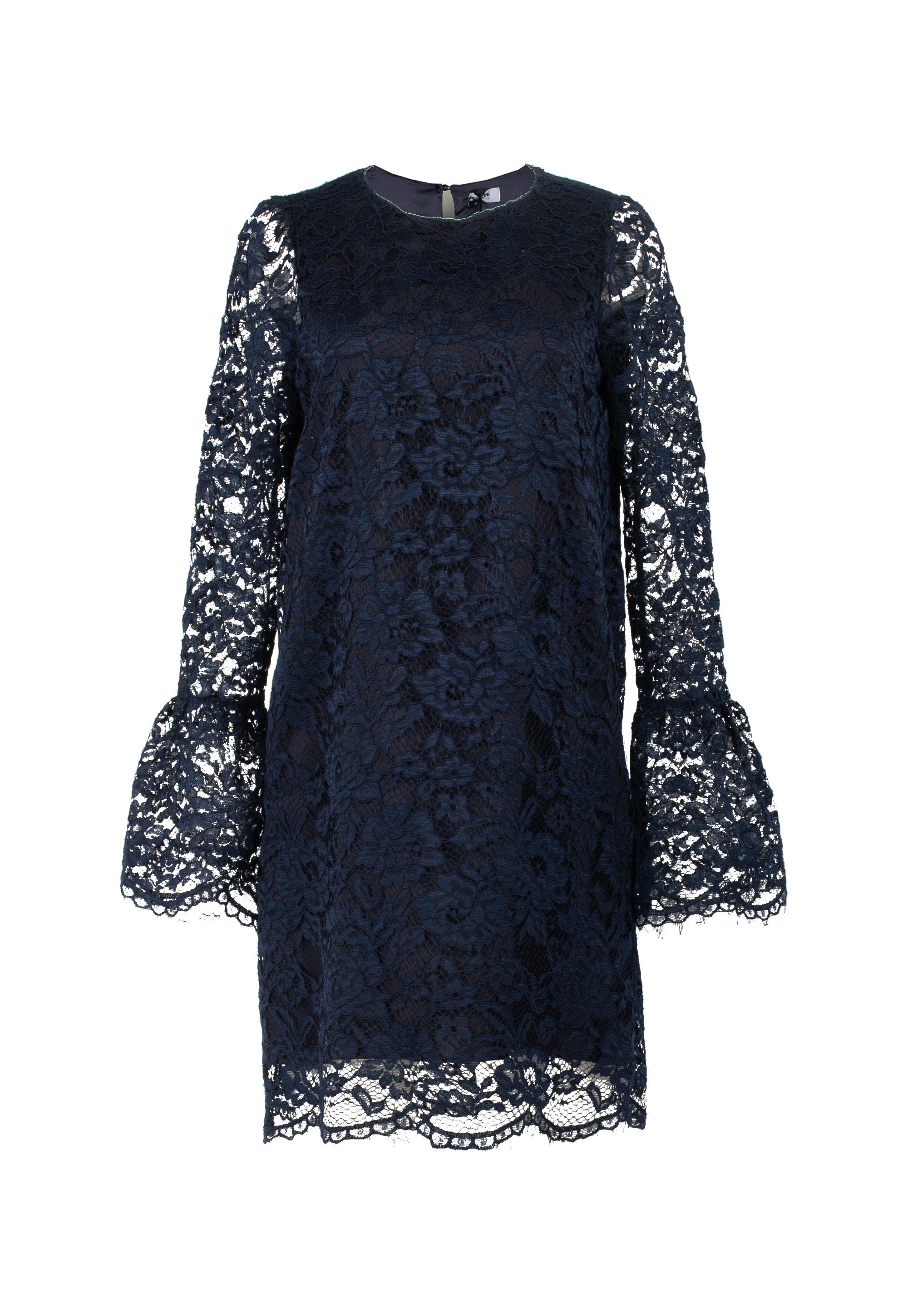 Short lace dress with long sleeves, dark blue