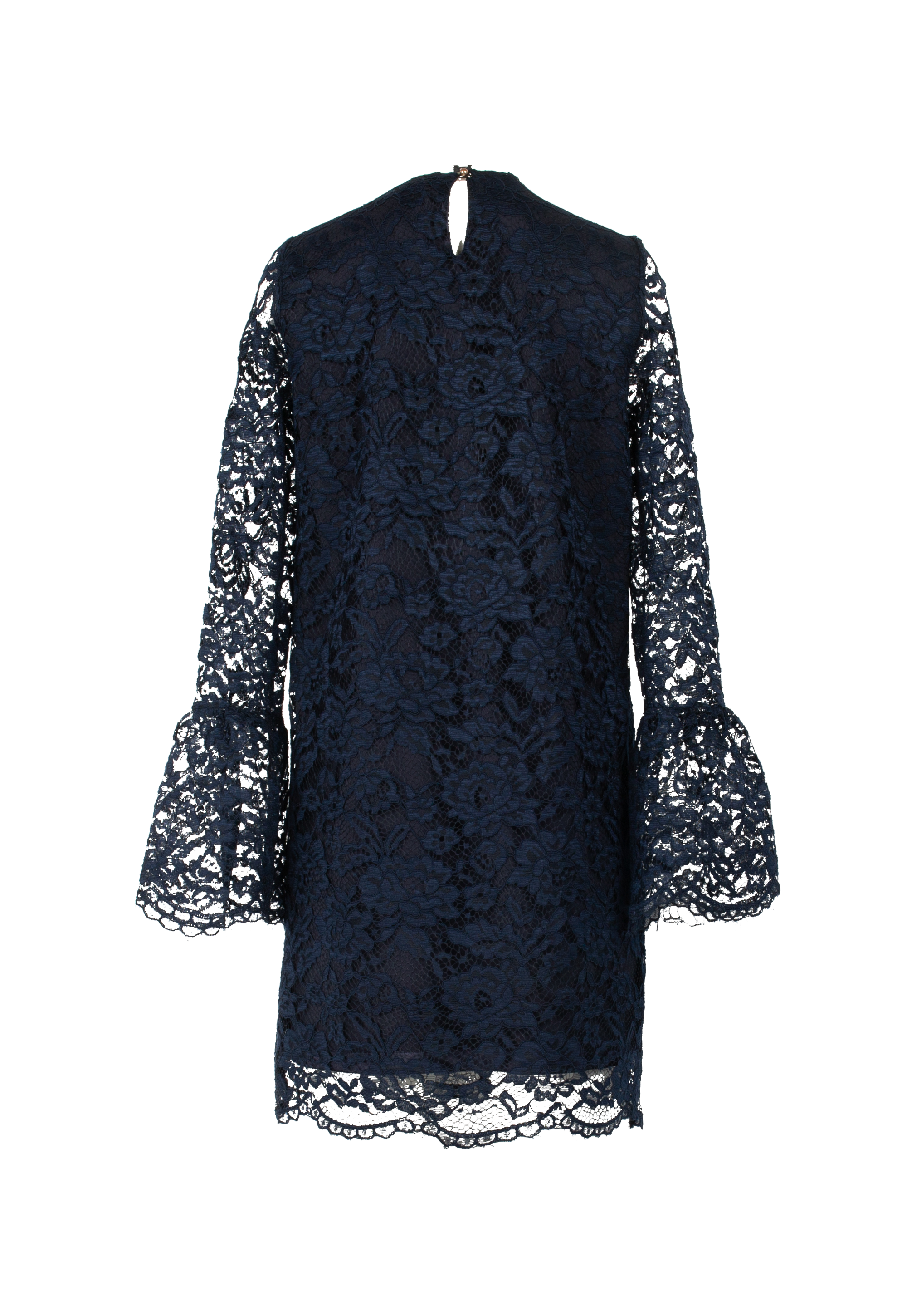 Short lace dress with long sleeves, dark blue