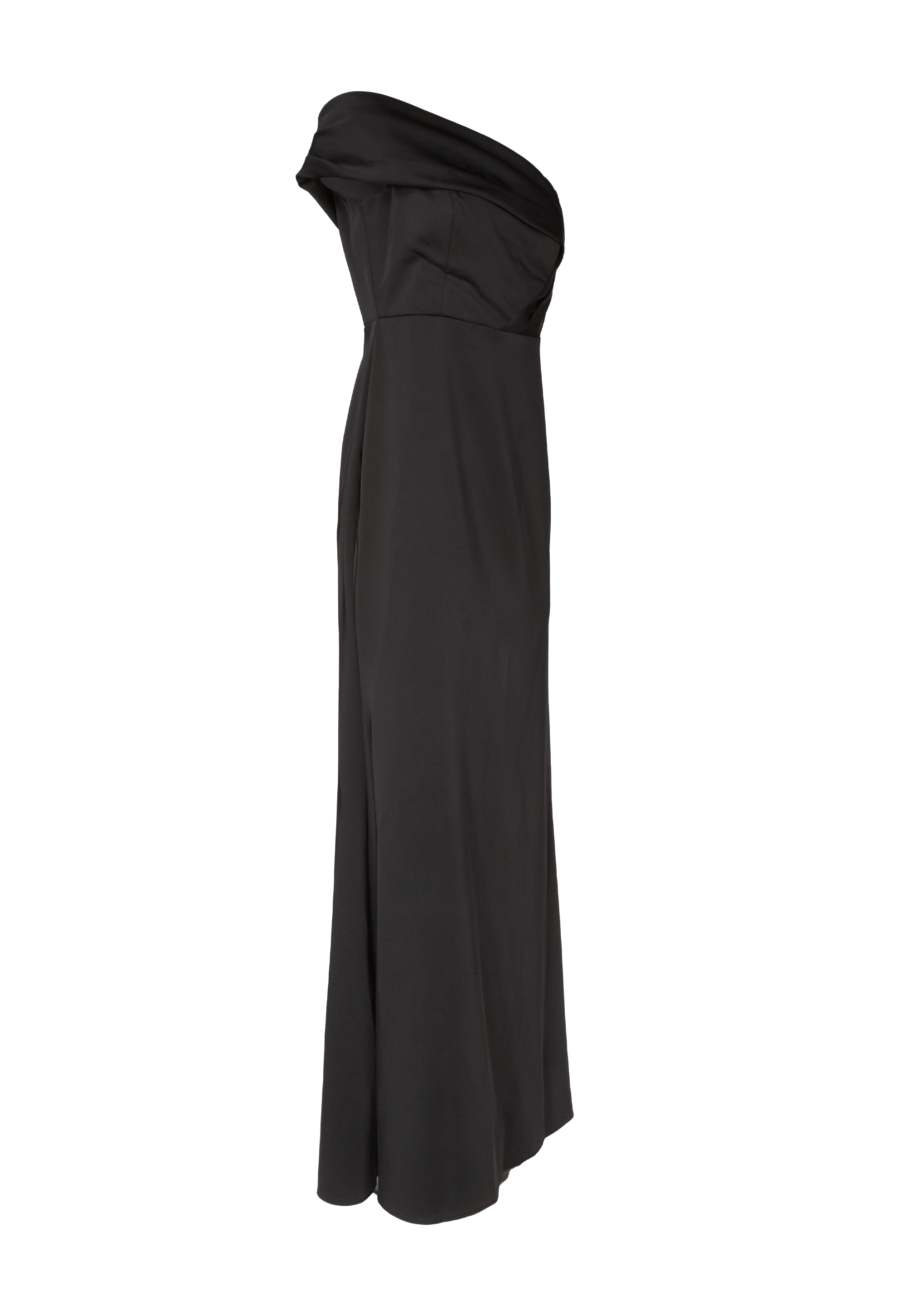 Black floor-length dress with a slit on the left side