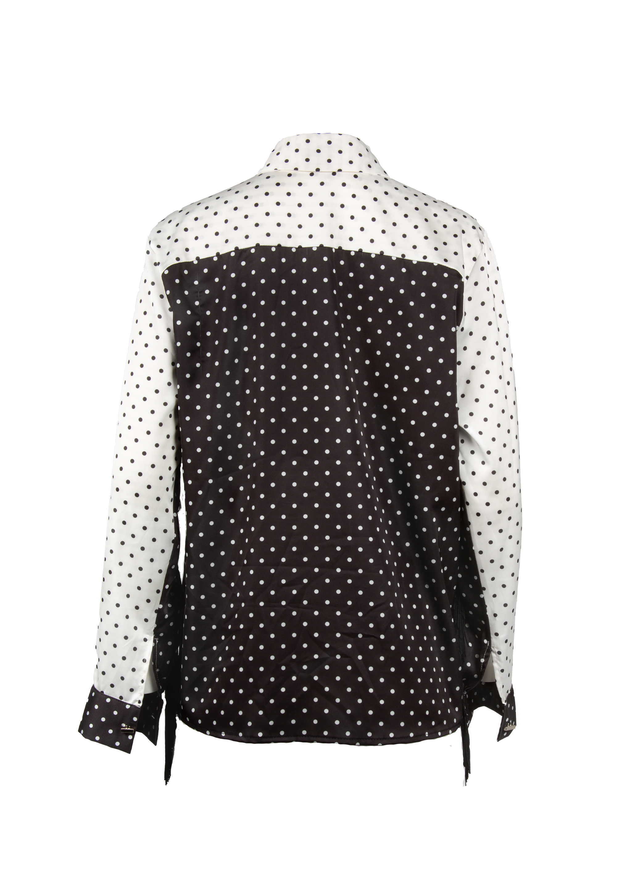 Black and white shirt with dots, tassels and lace