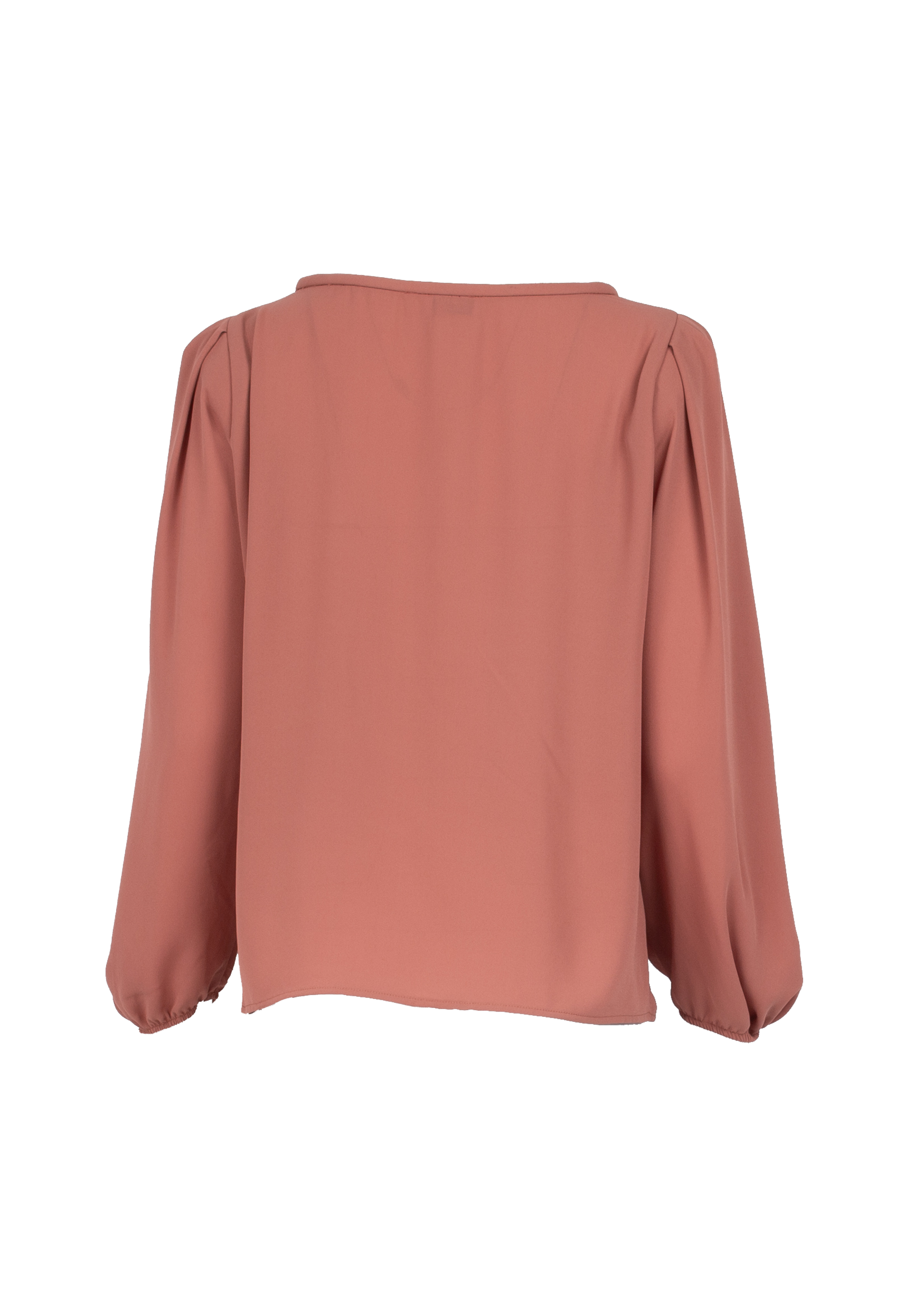 Fluffy salmon tunic with long pleated sleeves