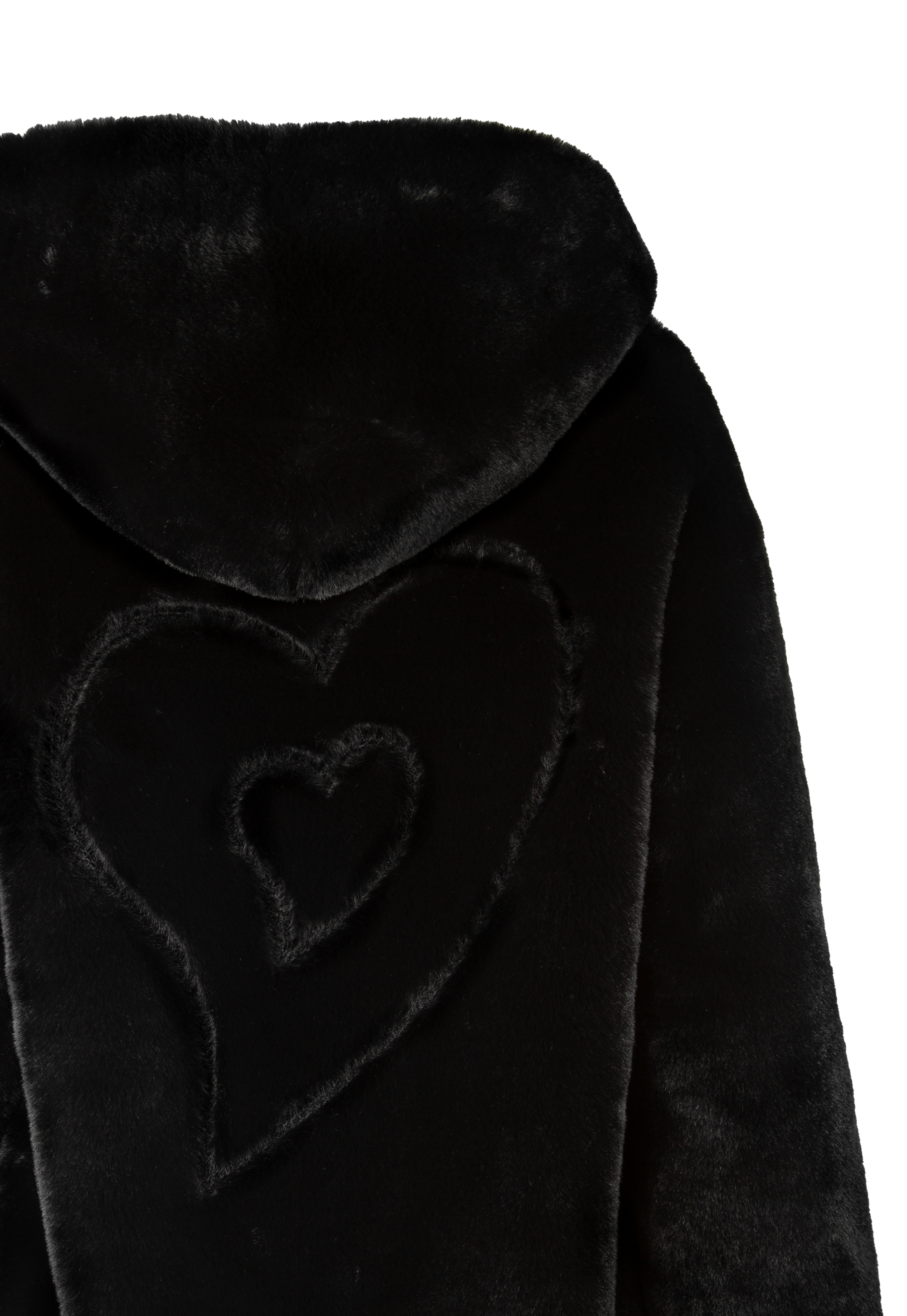 Black faux fur coat