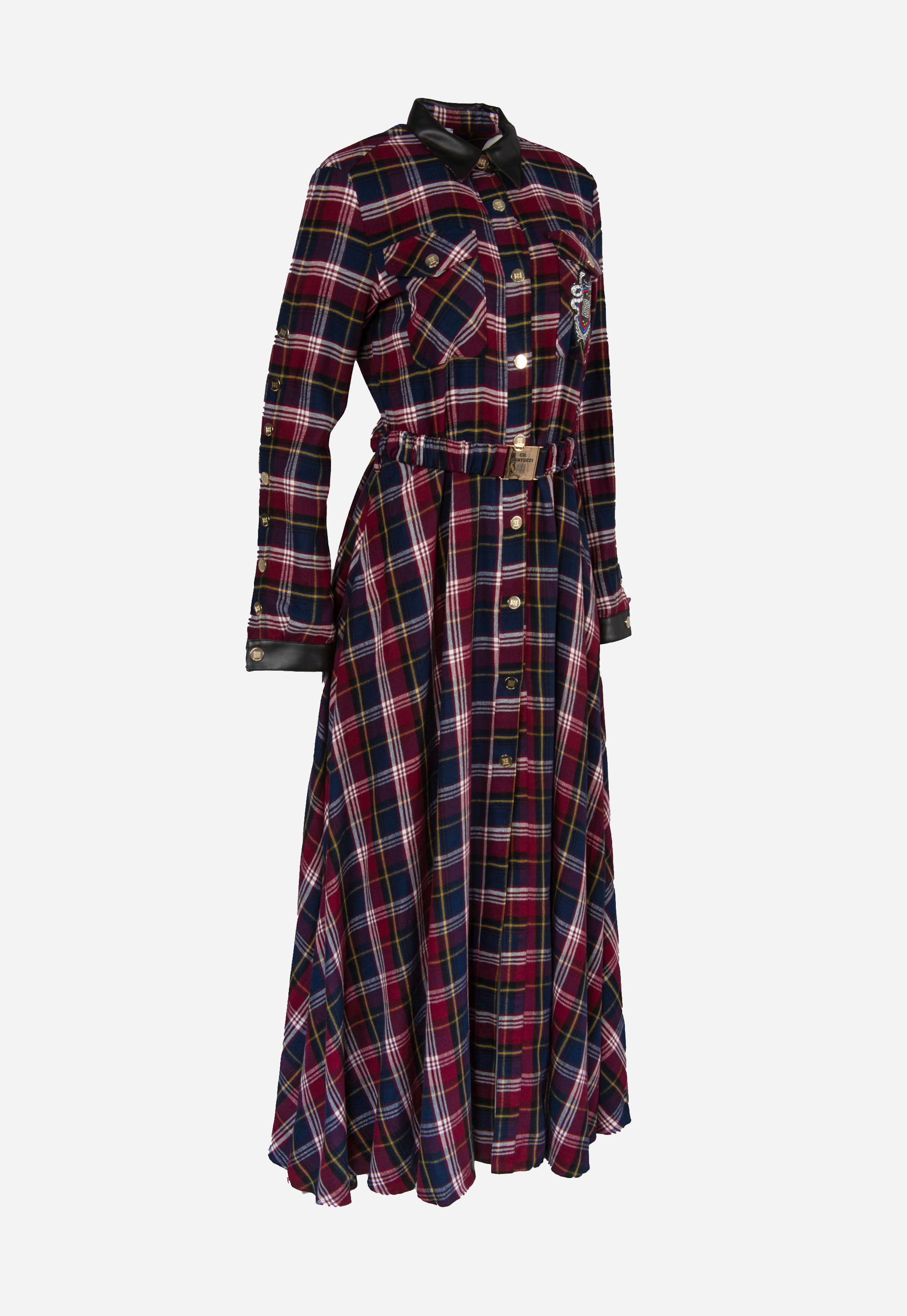 Long plaid shirt-dress