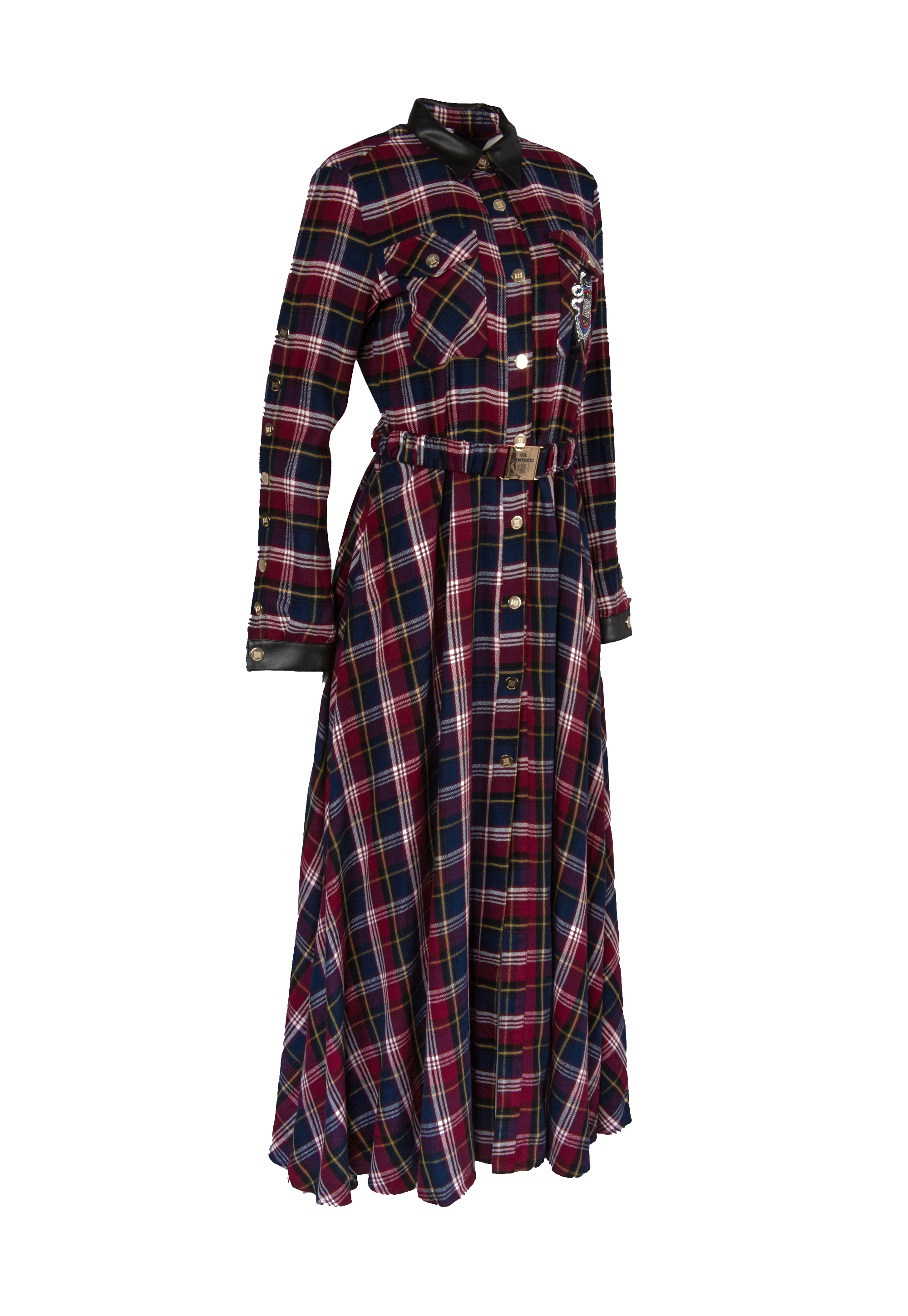 Long plaid shirt-dress