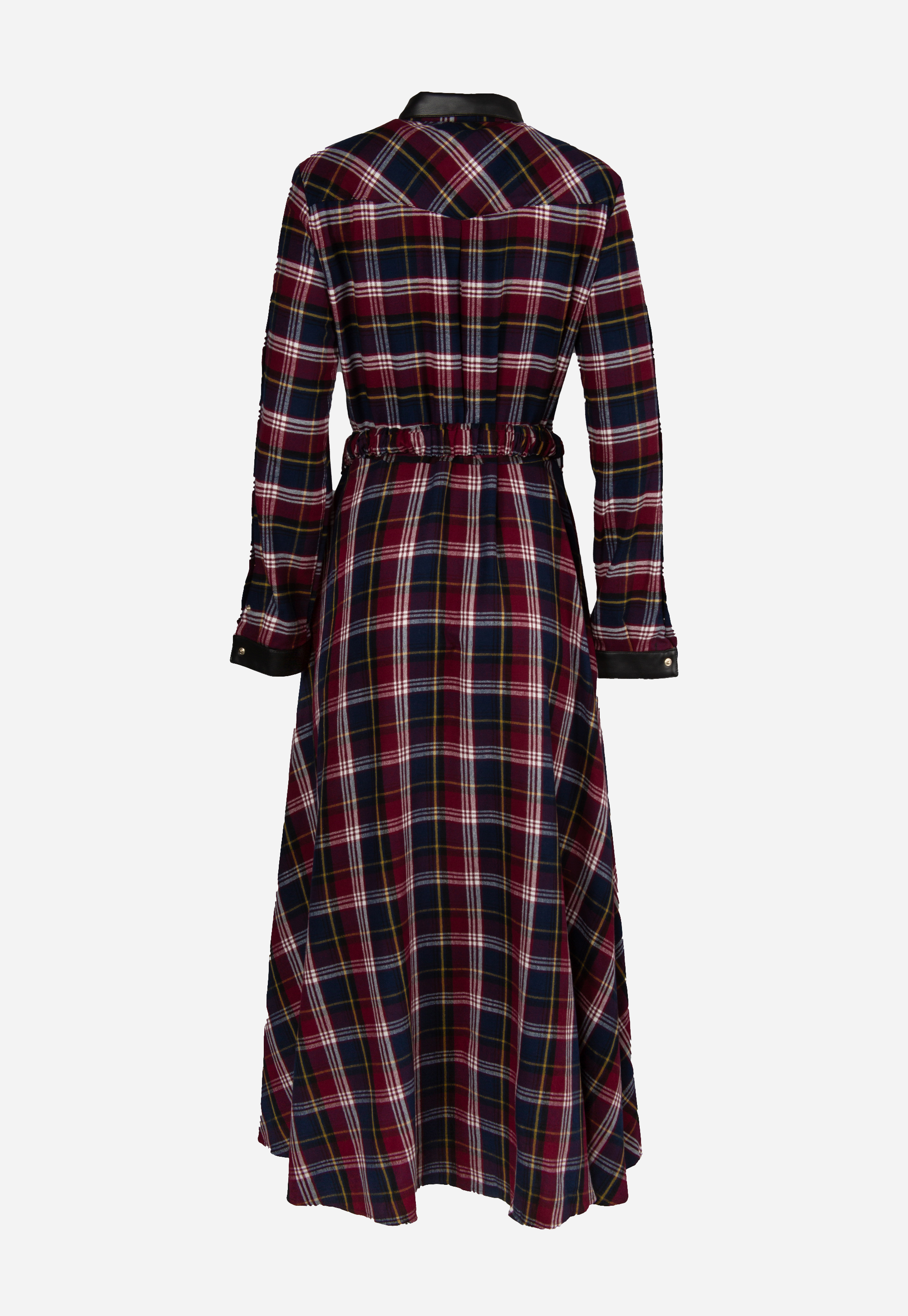 Long plaid shirt-dress