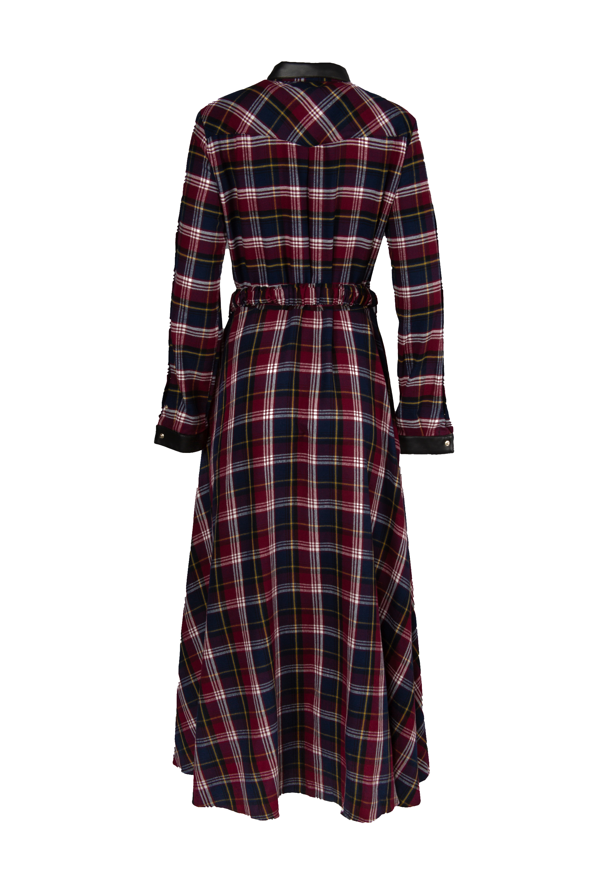 Long plaid shirt-dress