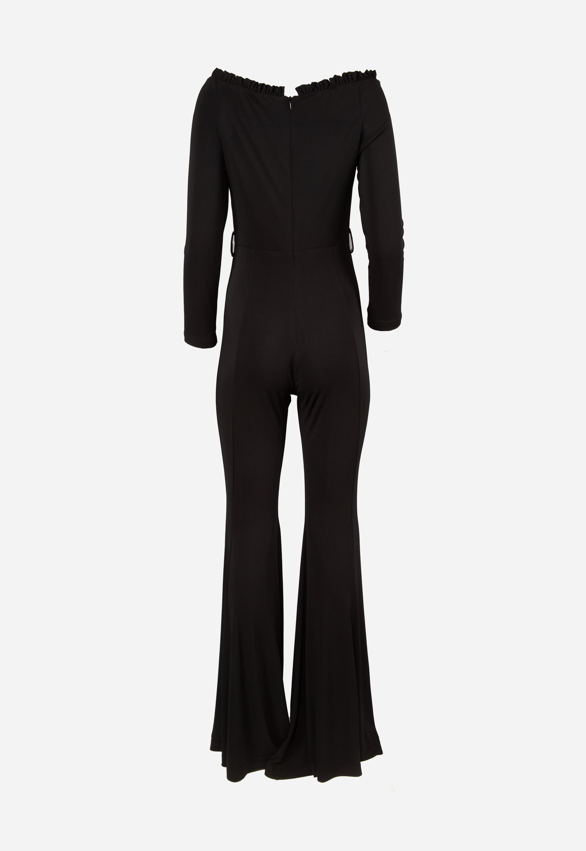 Jumpsuit with long sleeves and trapeze legs