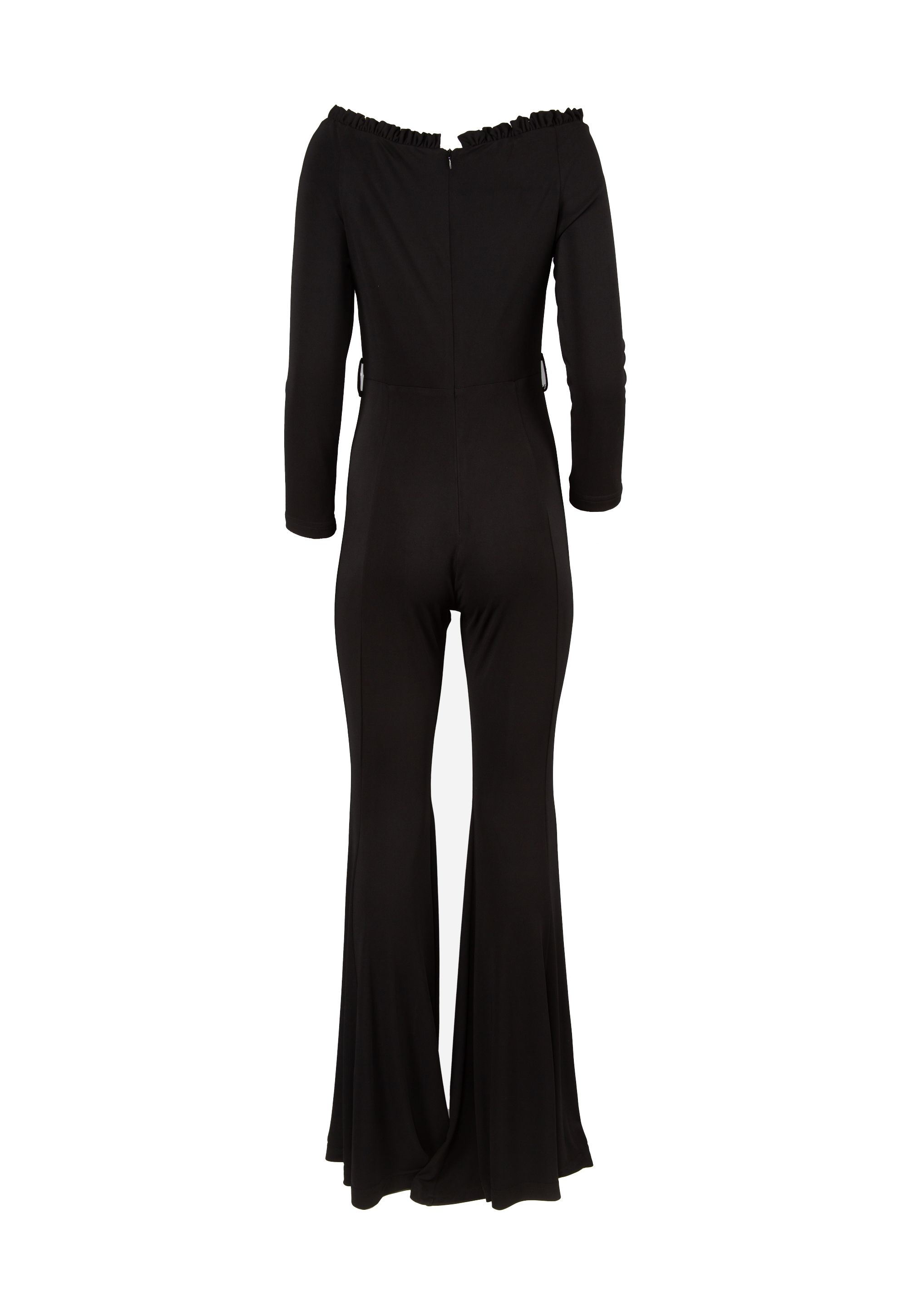 Jumpsuit with long sleeves and trapeze legs