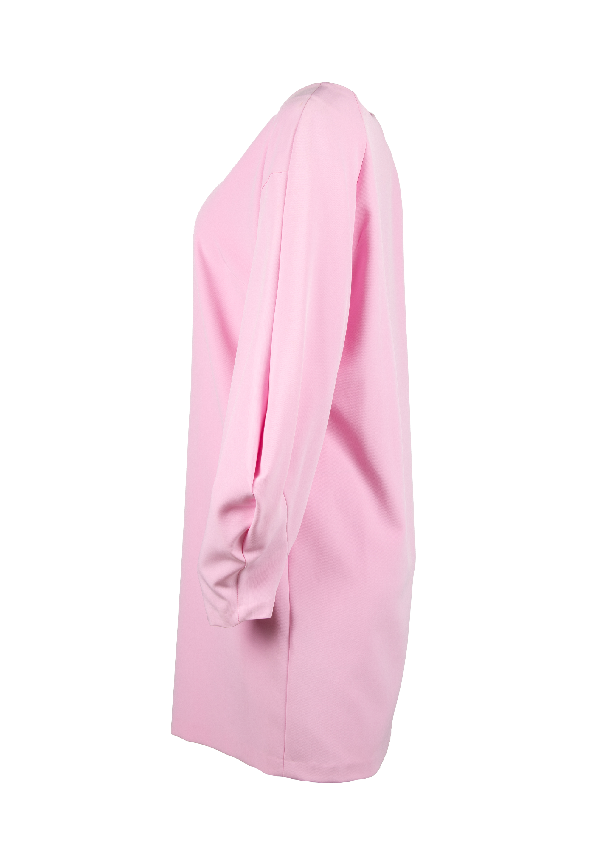 Mini pink dress with asymmetrical sleeves