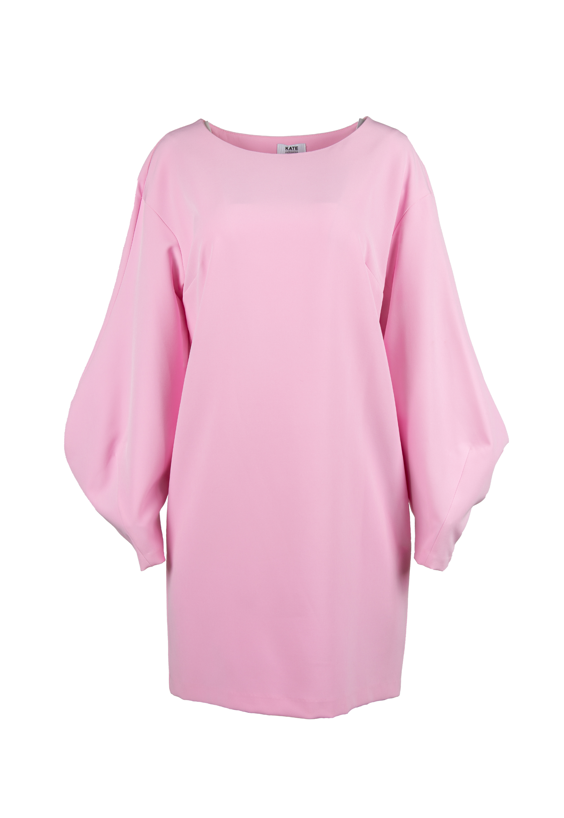 Mini pink dress with asymmetrical sleeves