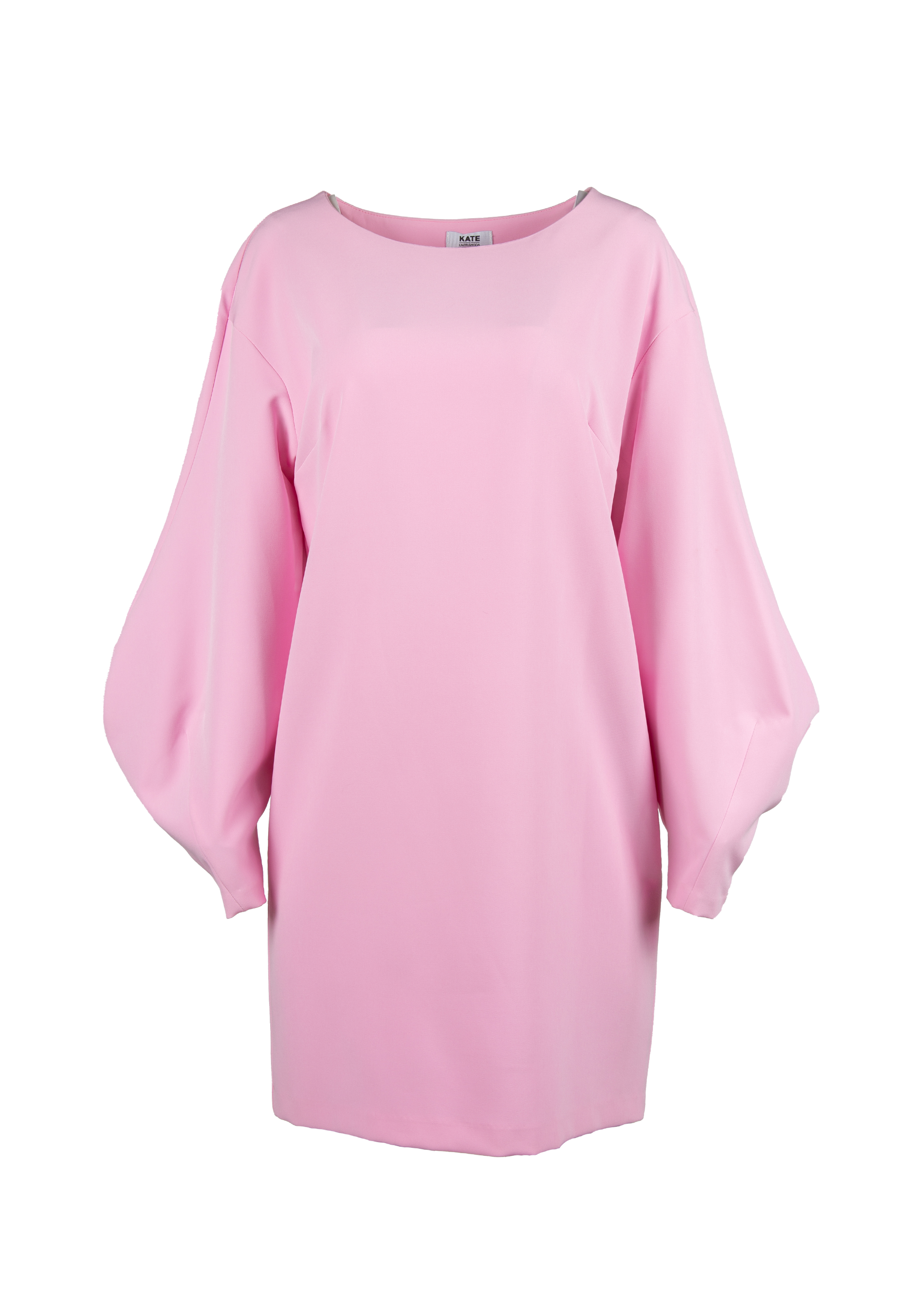 Mini pink dress with asymmetrical sleeves