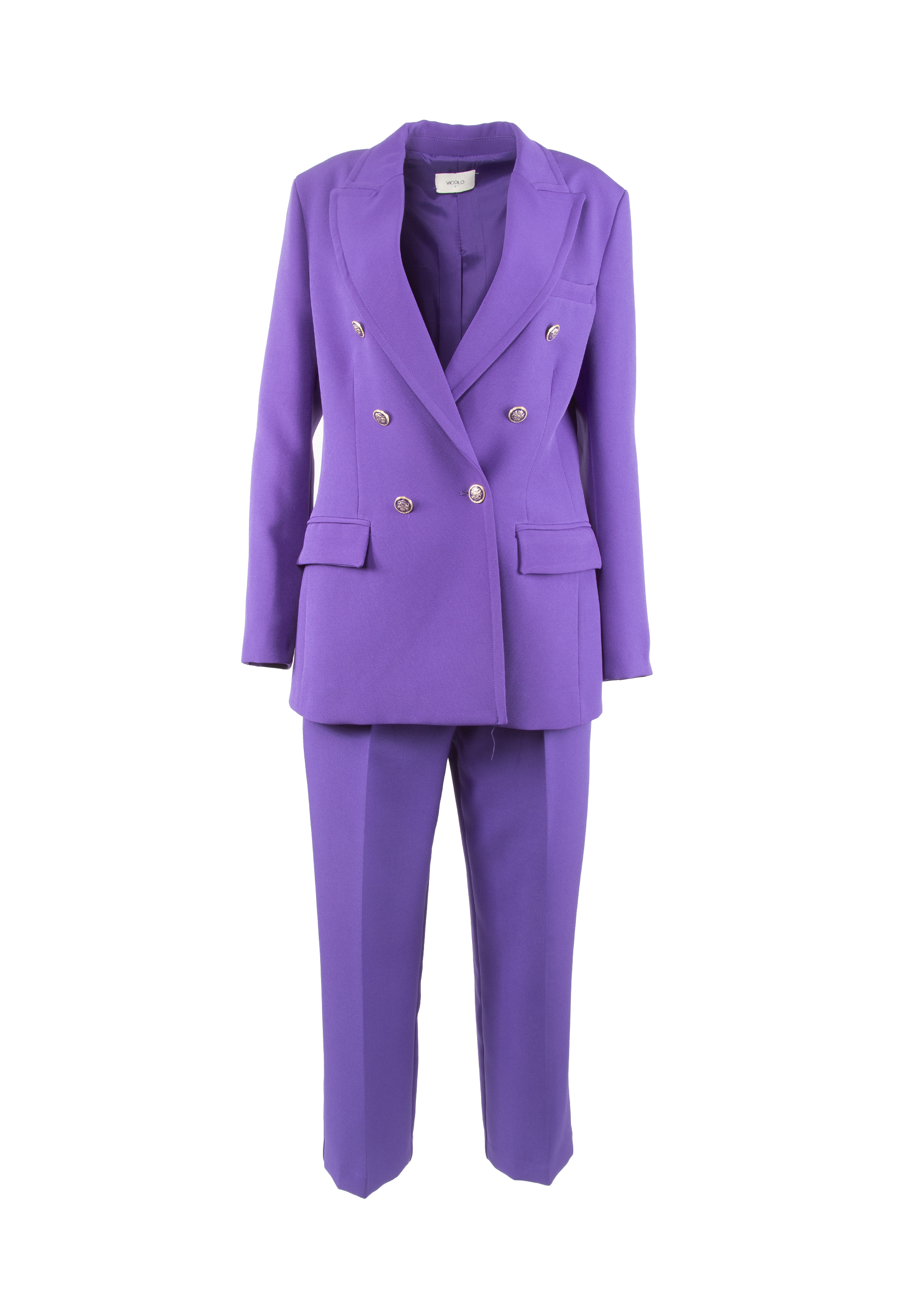 Purple jacket with slightly set shoulders