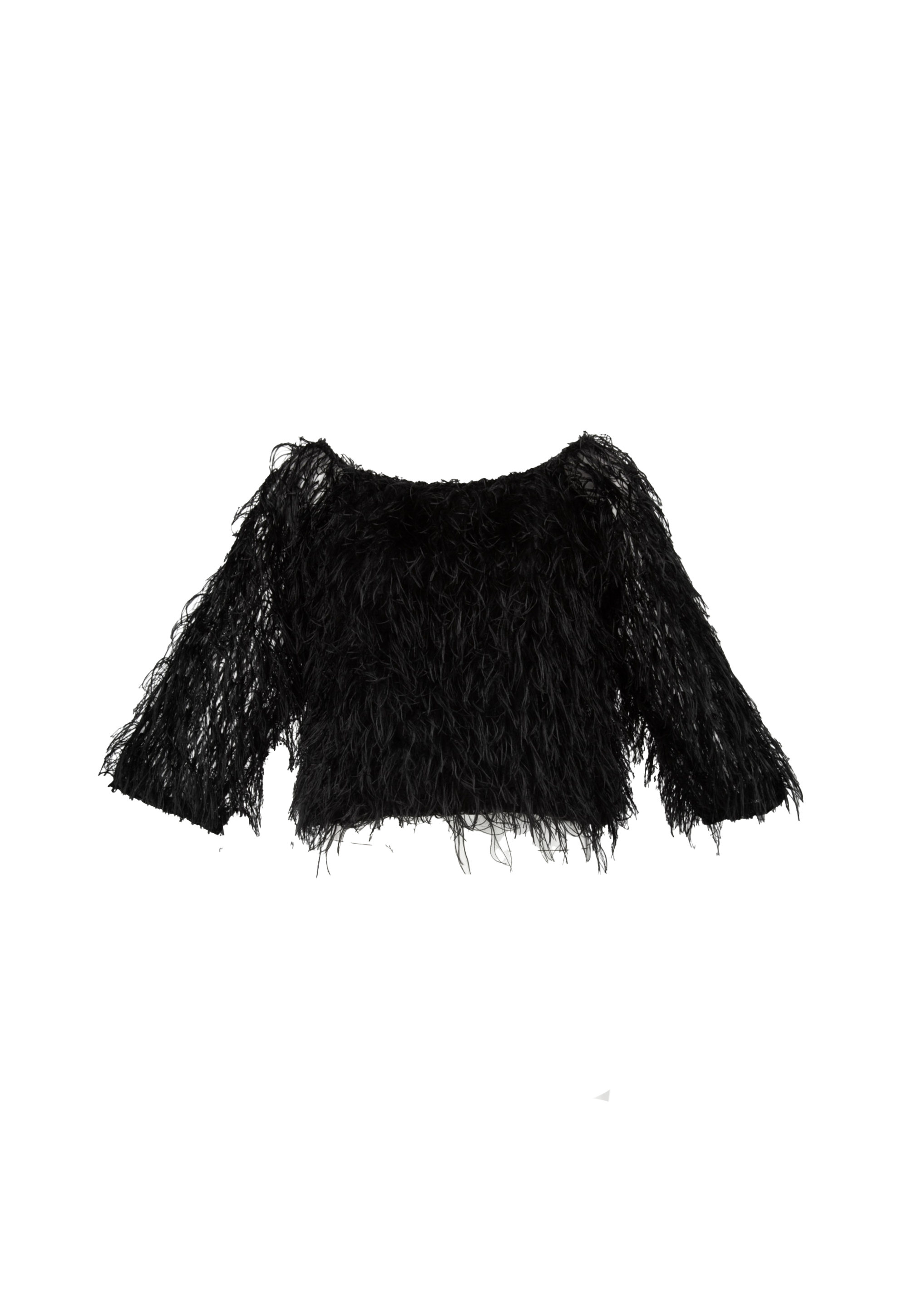 Black blouse with feathers