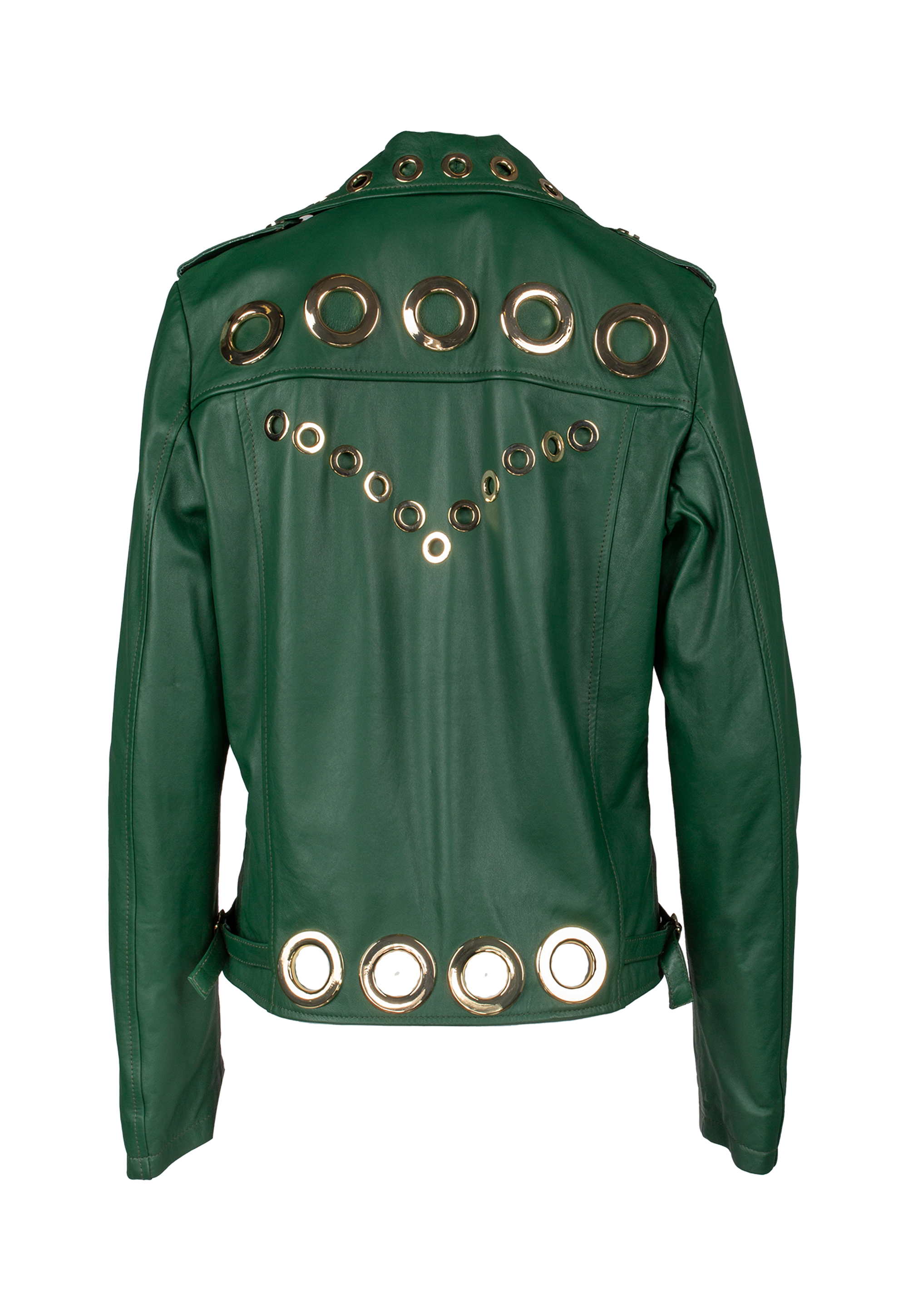 Genuine leather jacket with golden details