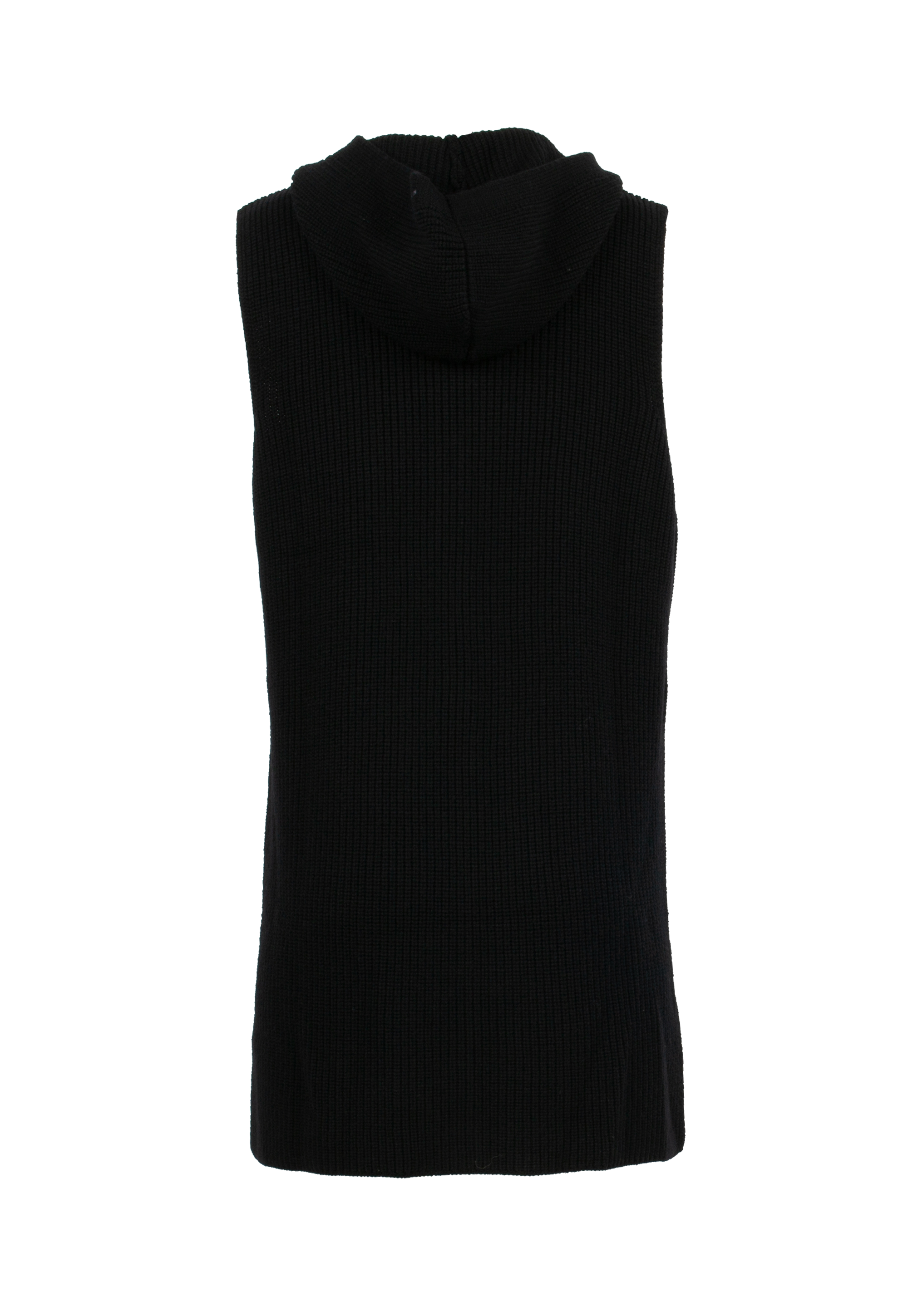 Black knitted vest with hood and pockets