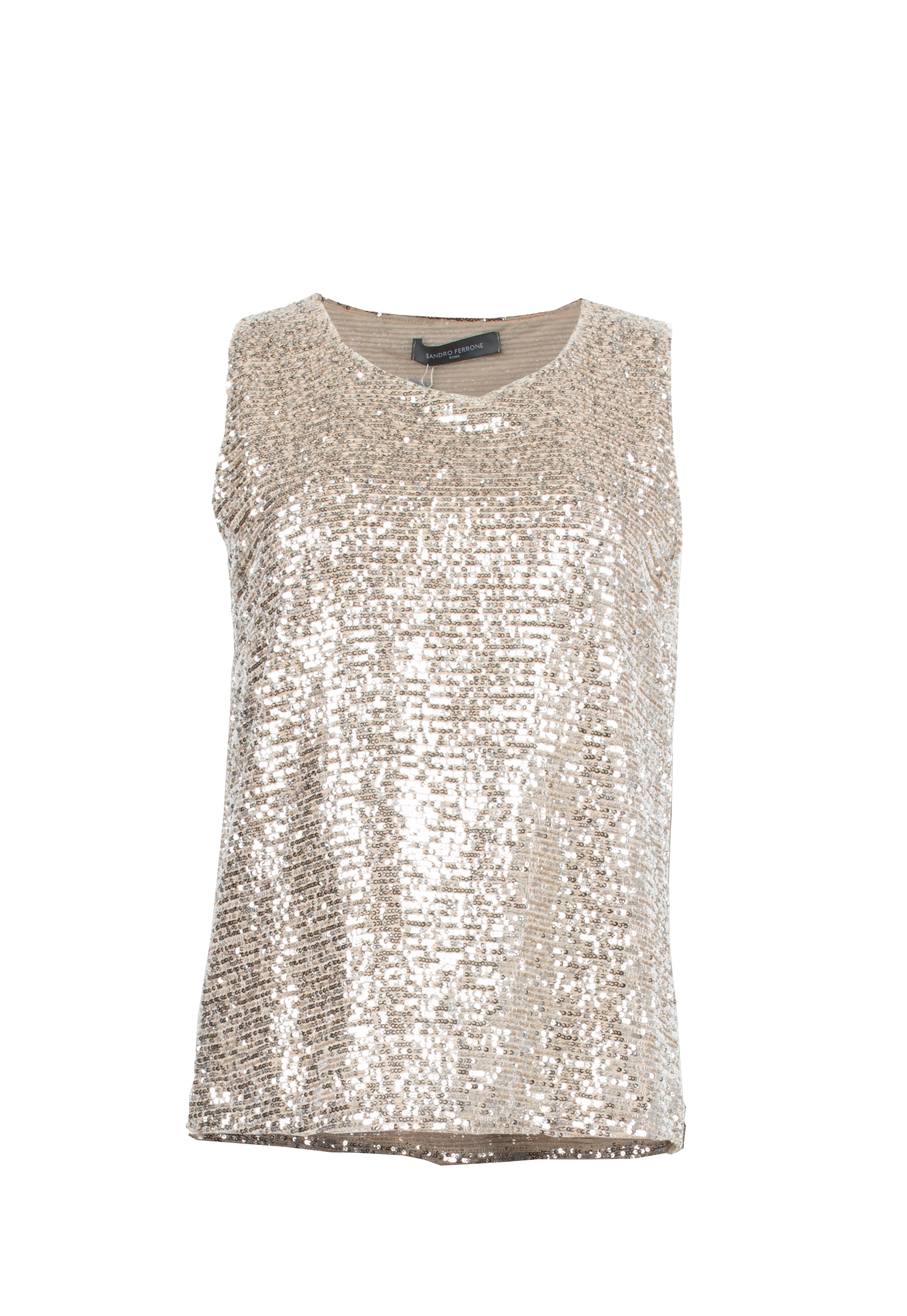 Sleeveless top beige / silver scales with lining