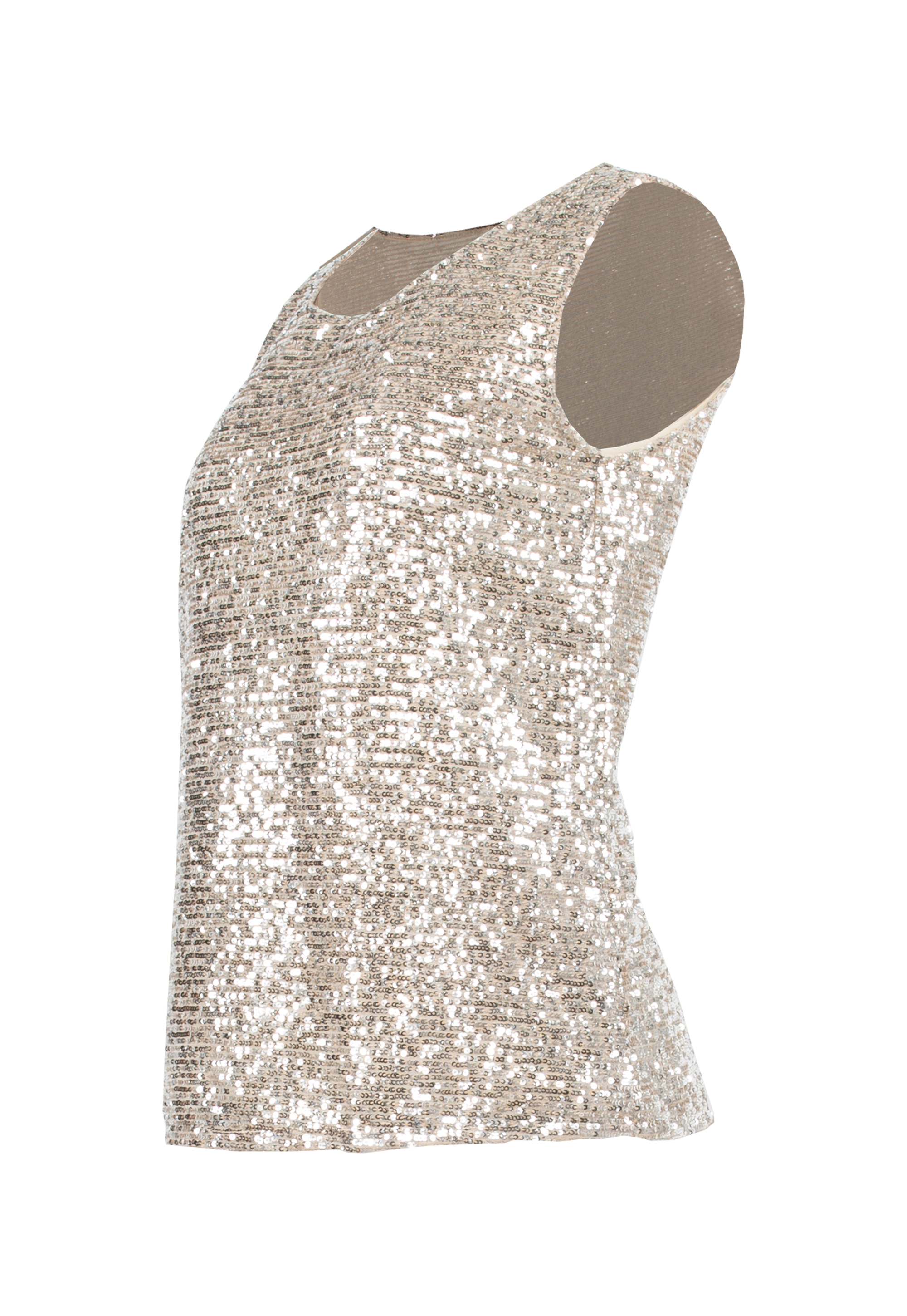 Sleeveless top beige / silver scales with lining