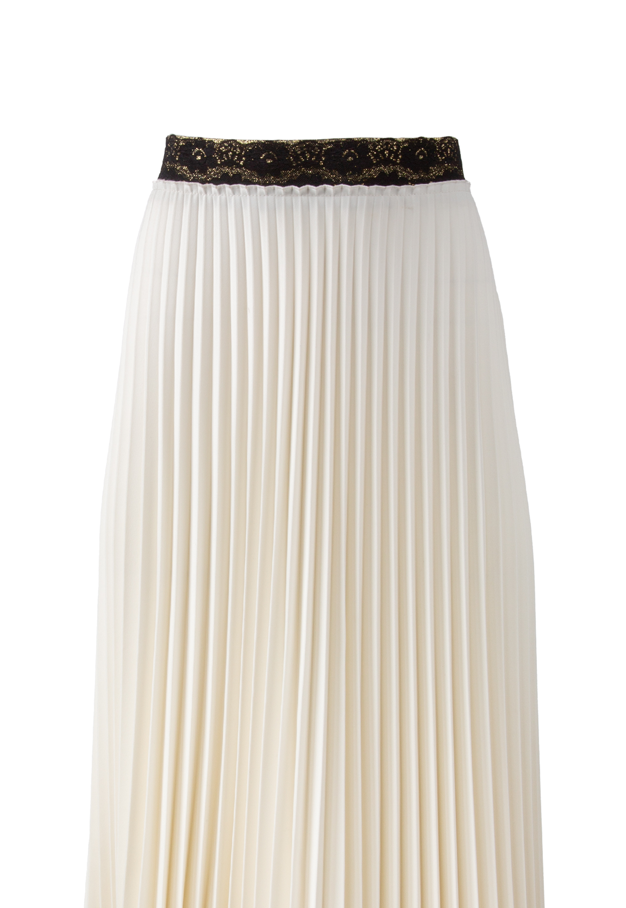 Long white pleated skirt