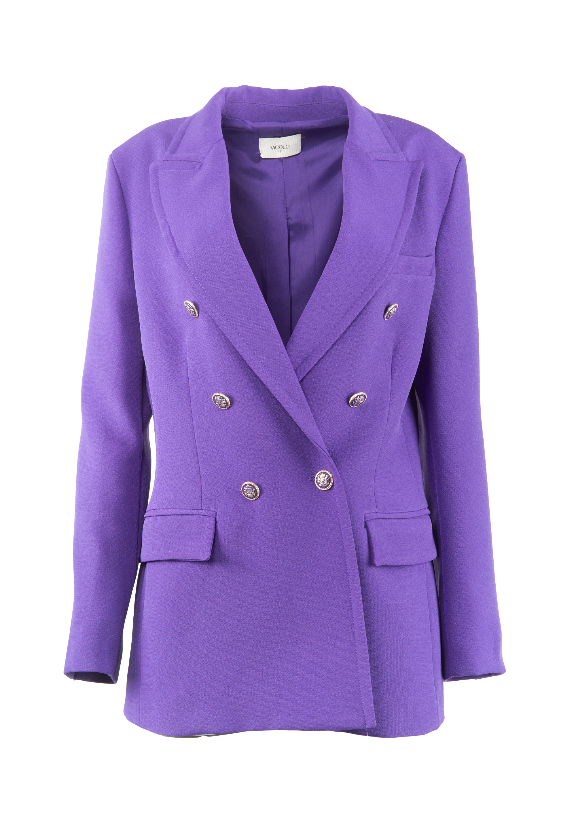 Purple jacket with slightly set shoulders