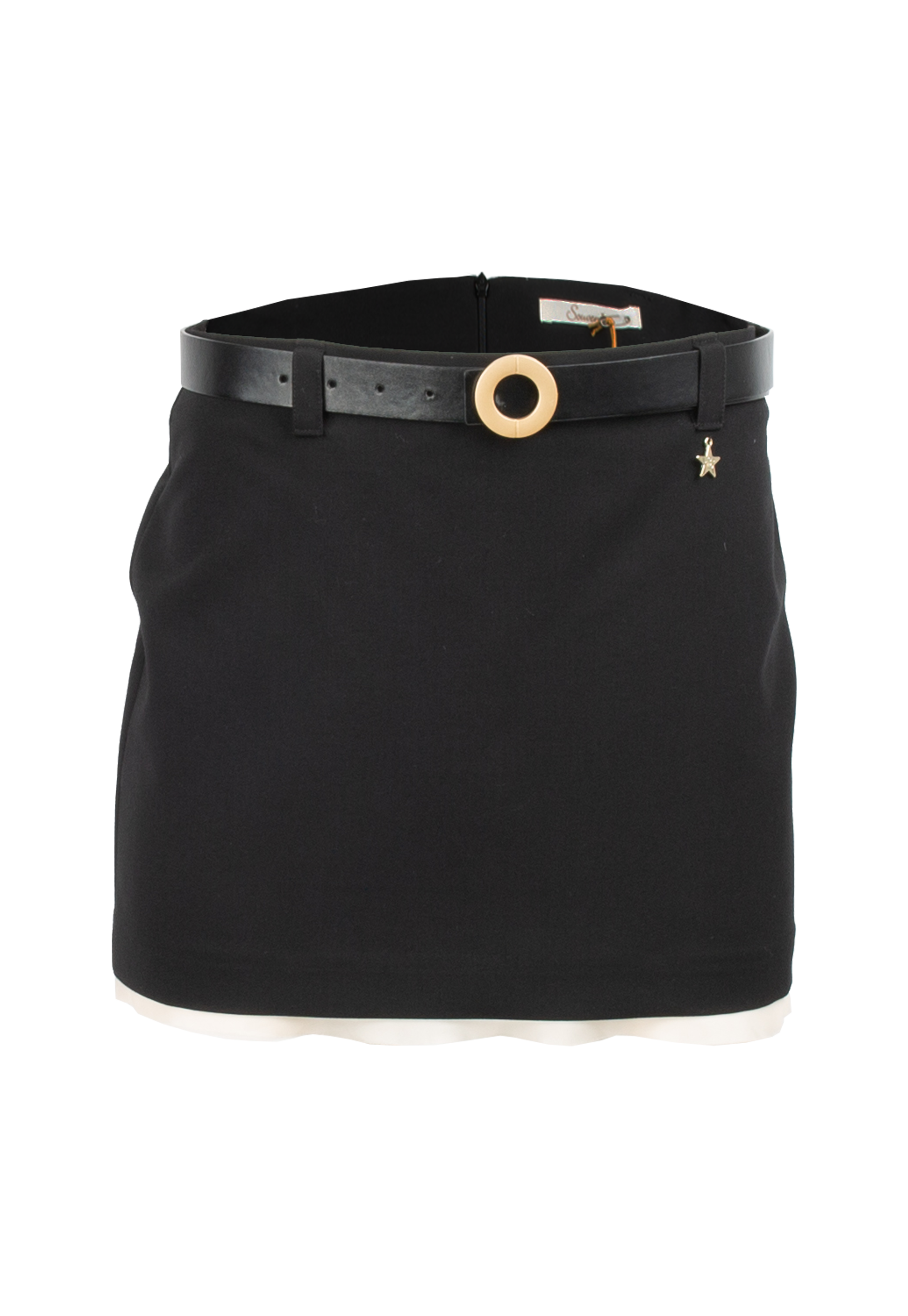 Black skirt with a small star, belt and white edges