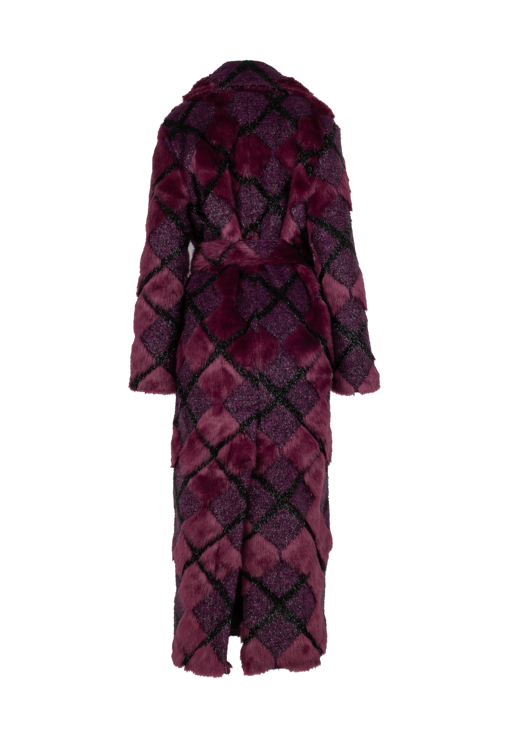 Purple plaid eco fur coat