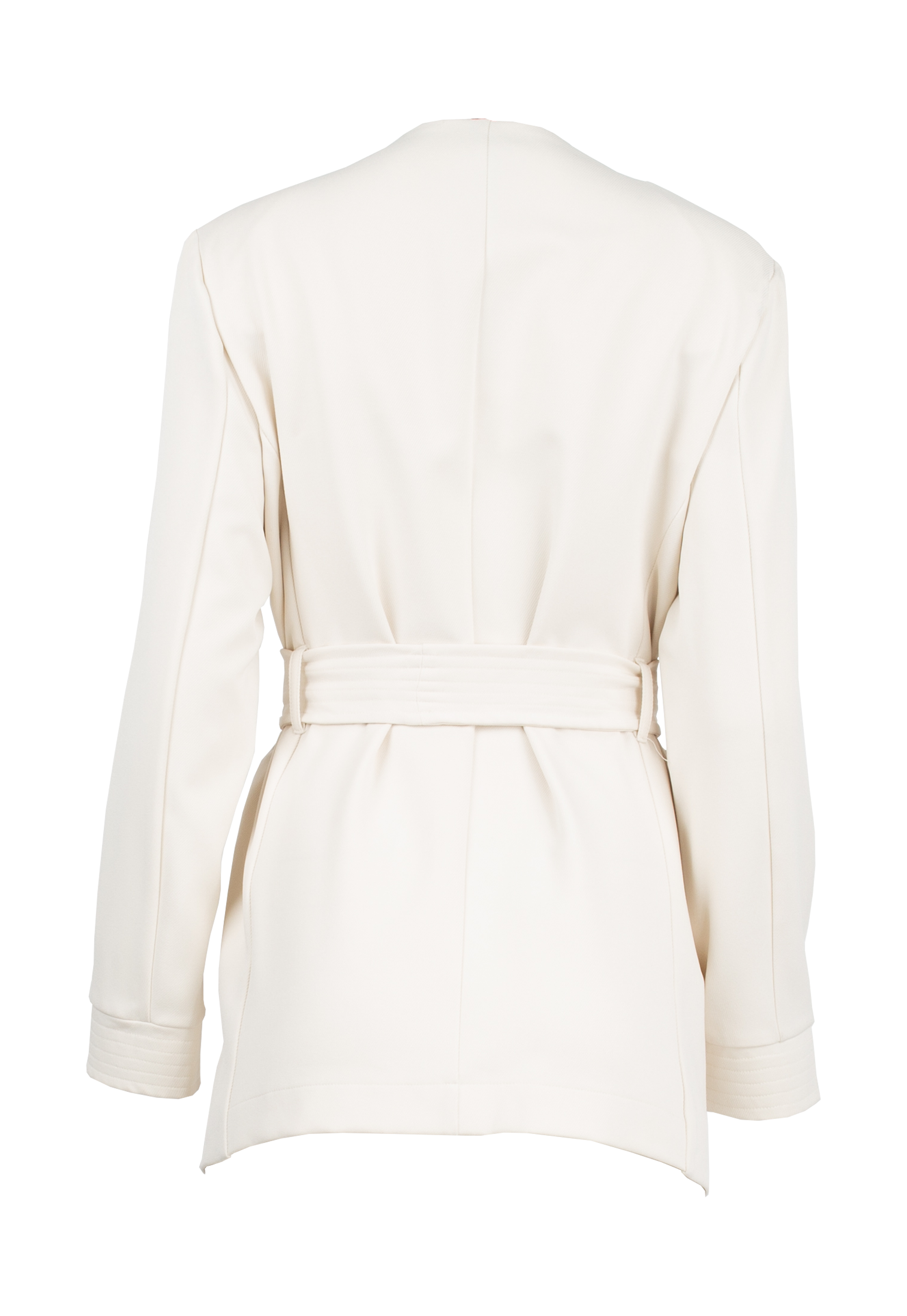 Waisted jacket in ivory color with belt