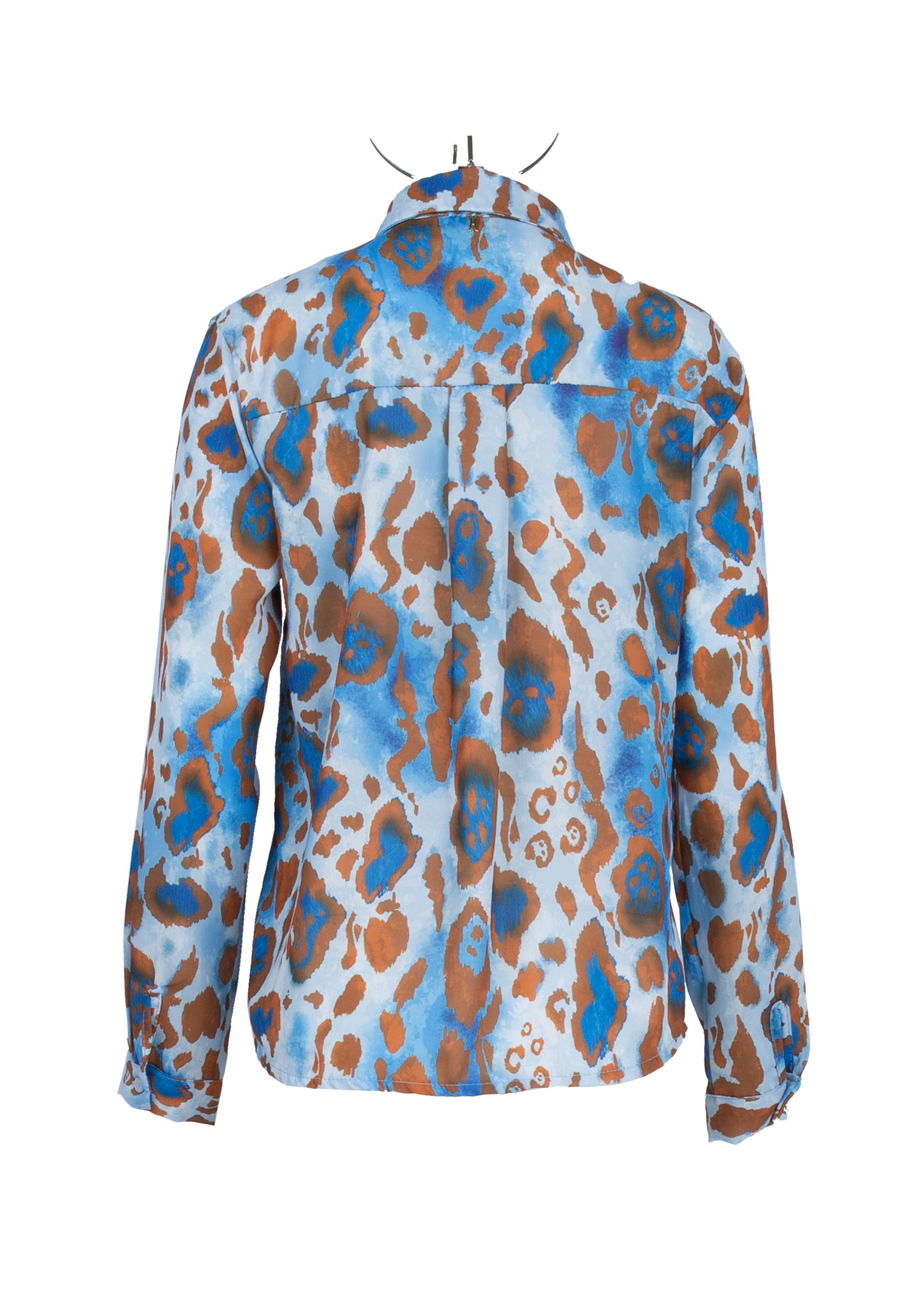 Shirt blue-brown wild pattern