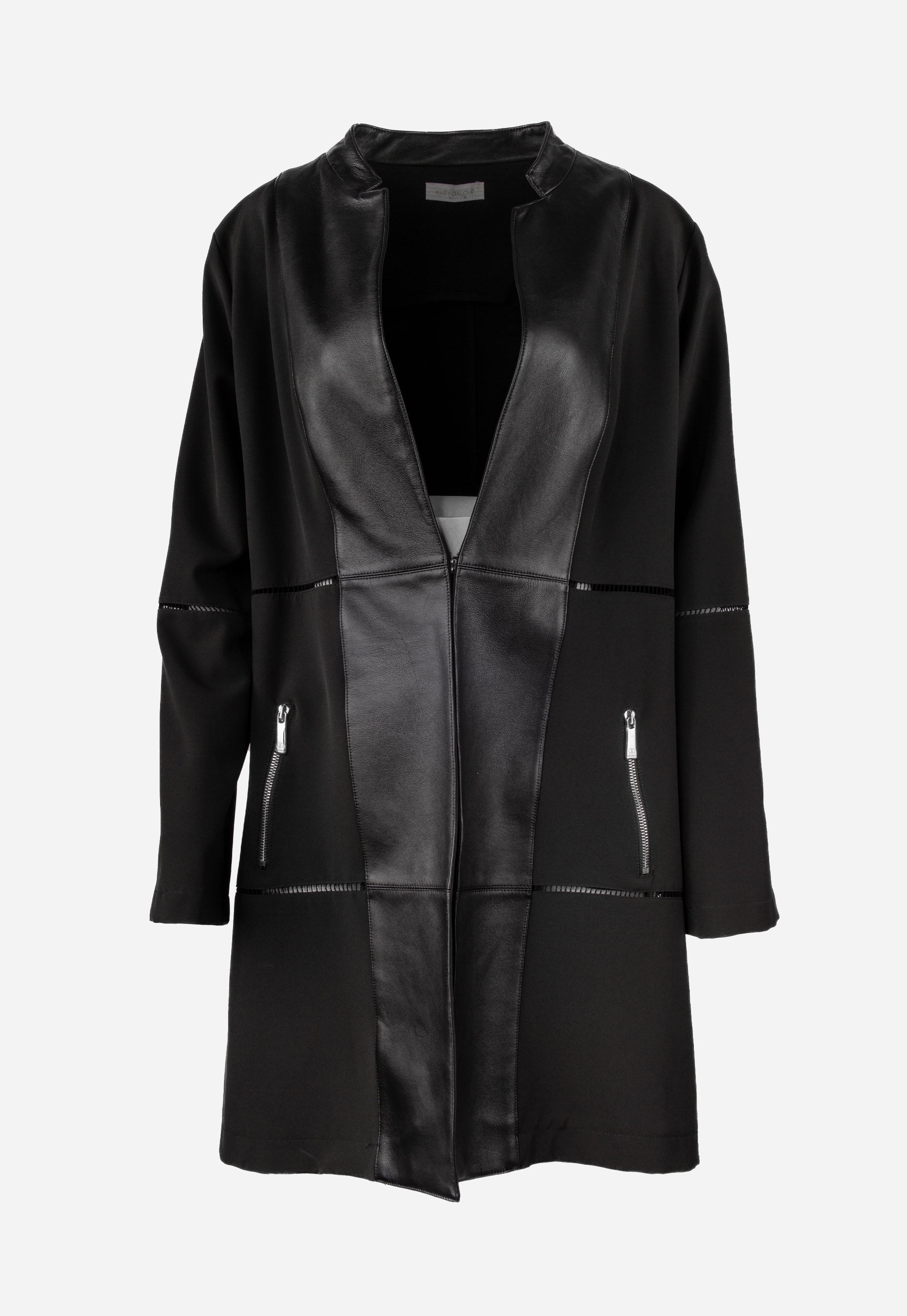 Black jacket with genuine lambskin details