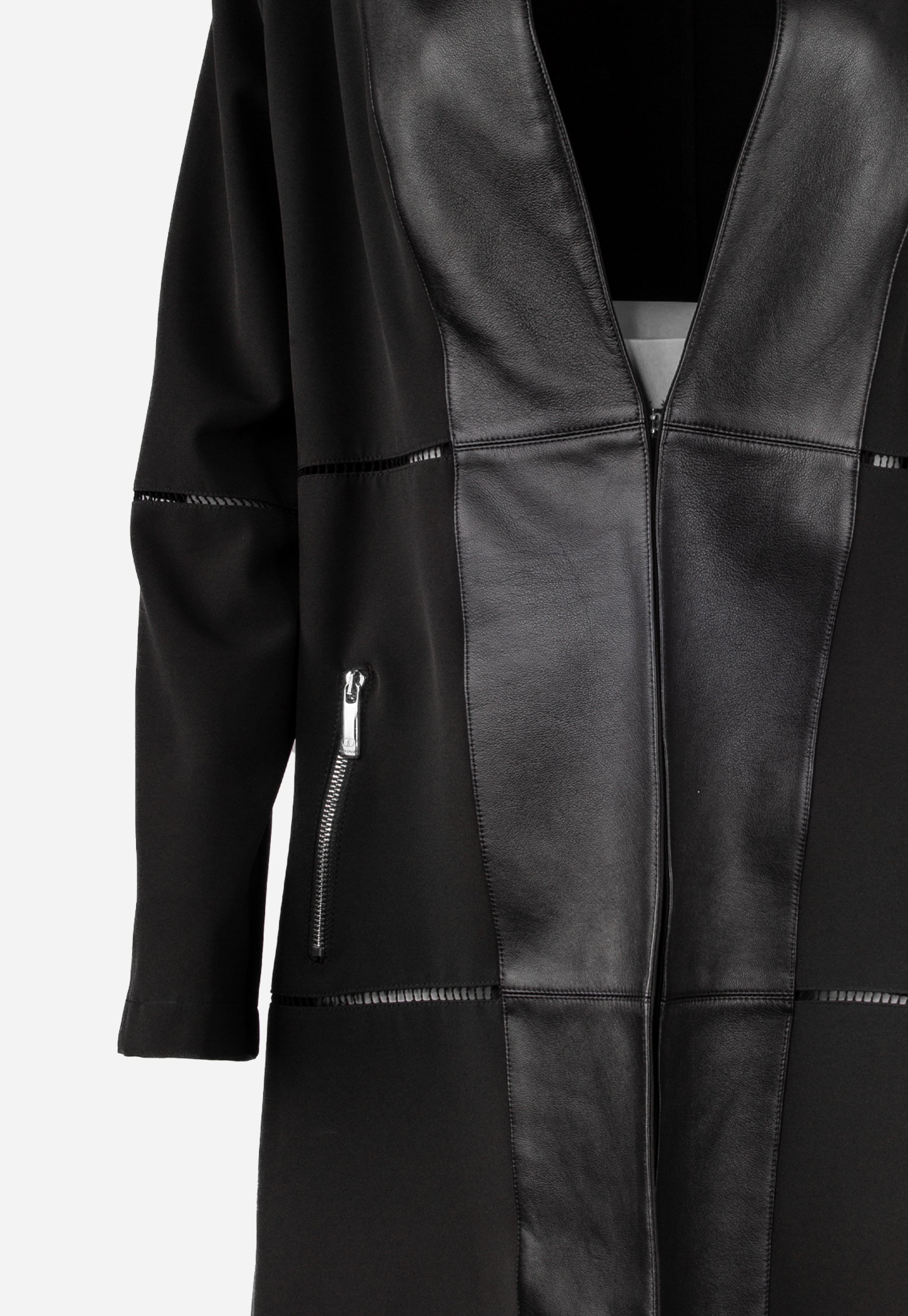 Black jacket with genuine lambskin details