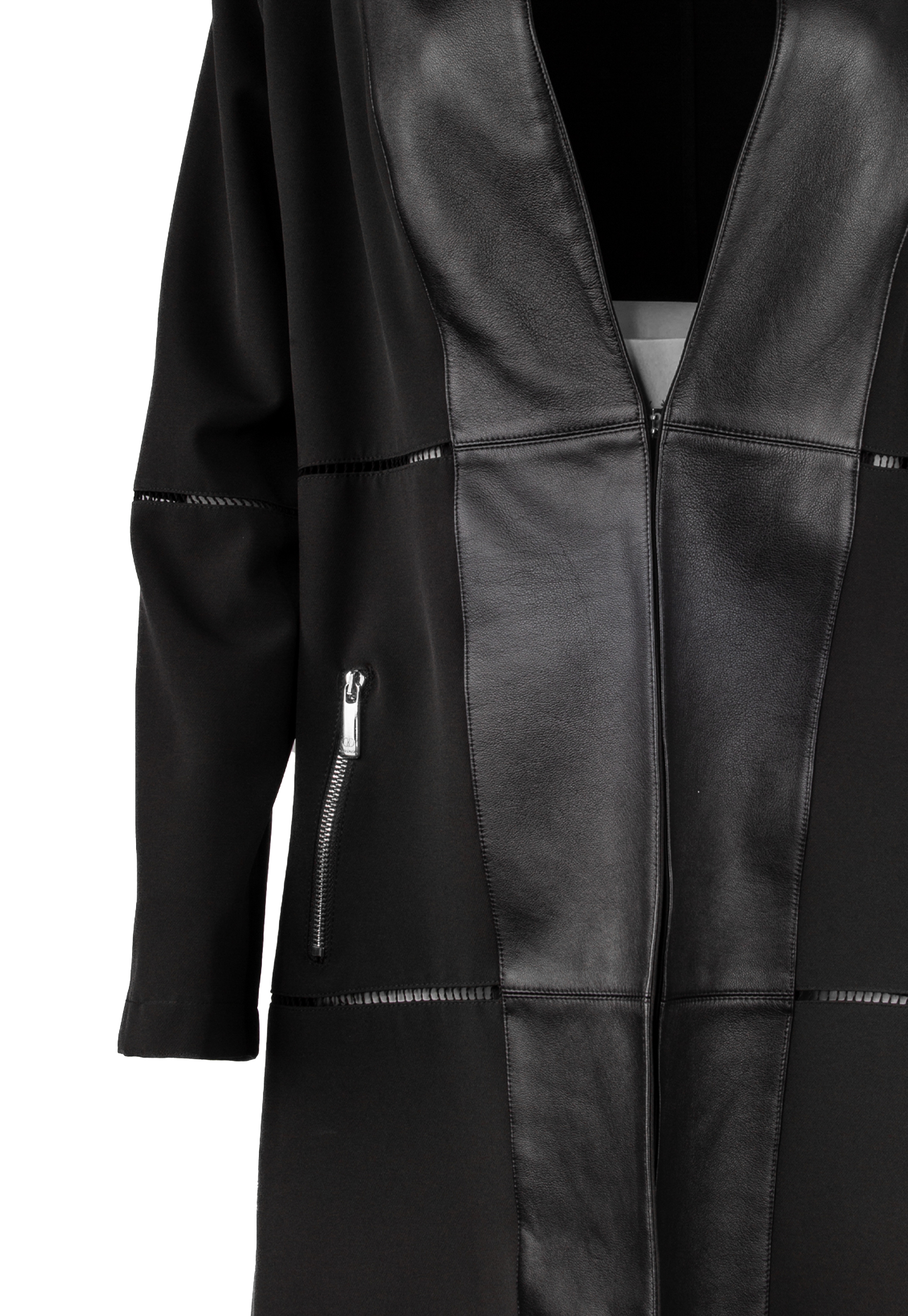 Black jacket with genuine lambskin details